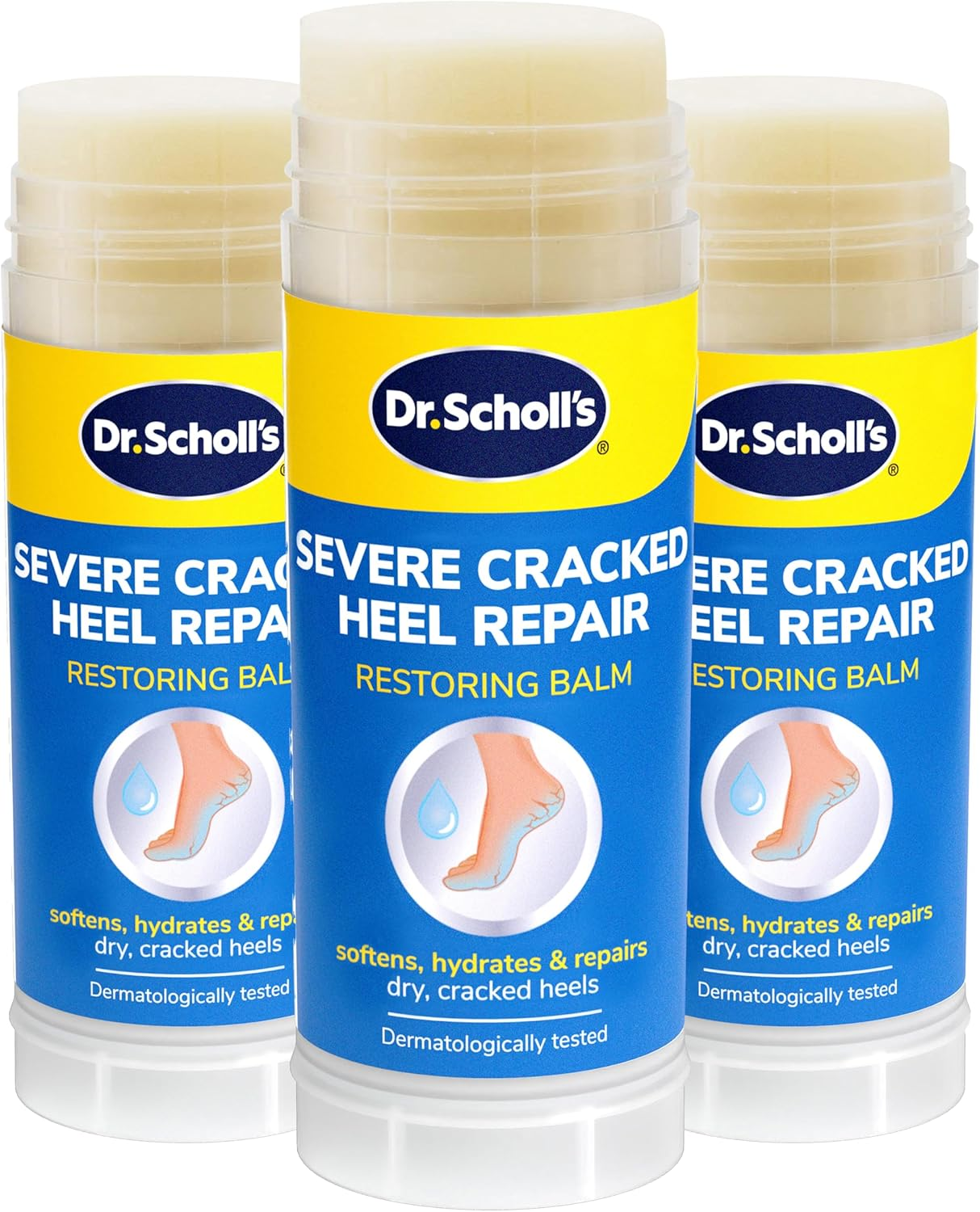 Dr. Scholl'S Severe Cracked Heel Repair Restoring Balm 2.5Oz, with 25% Urea for Dry, Cracked Feet, Heals and Moisturizes for Healthy Feet, Epsom Salt Soothes, Safe for Diabetics, 3-Pack image number 4
