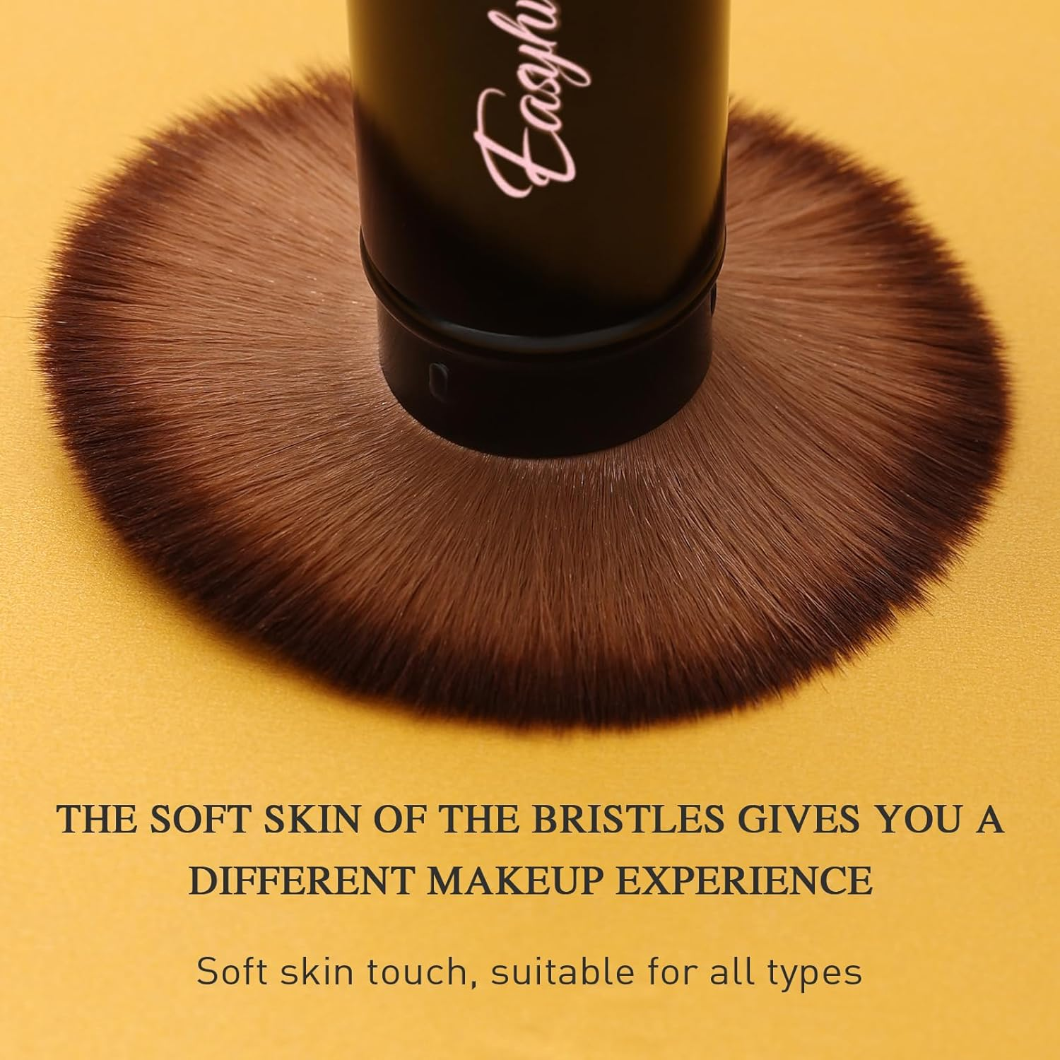 Retractable Kabuki Makeup Brushes 2 Pcs Blush Brushes Set Portable Powder Brushes with Flat and Angled Top for Liquid Cream Cosmetics Travel. (Rose Gold)