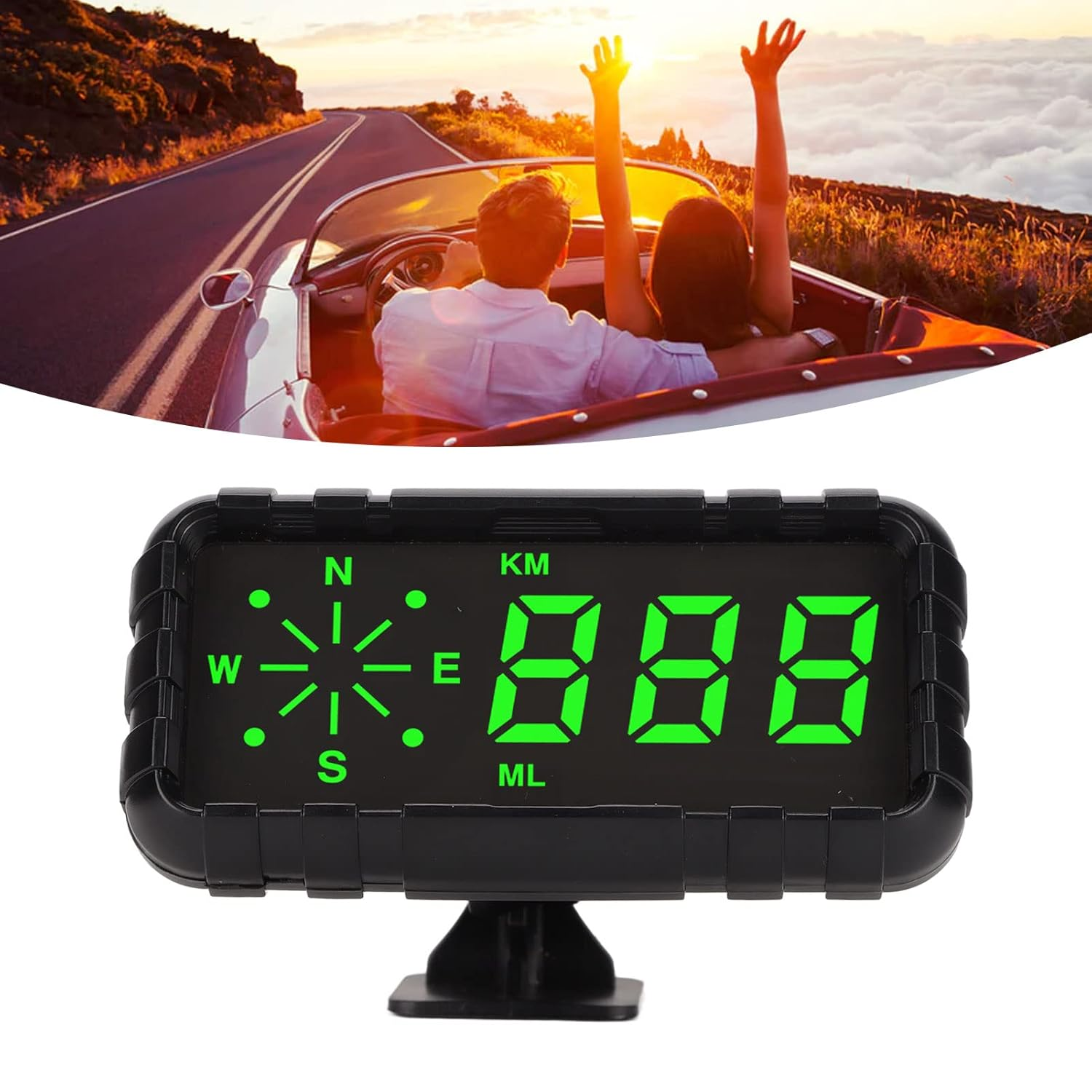 GPS Speedometer, HUD Digital Display MPH/KMH Overspeed Alarm, Fatigue Driving Alarm, Mileage Measurement, Driving Time Car Head up Display for All Car Vehicle Motorcycle USB Power image number 1