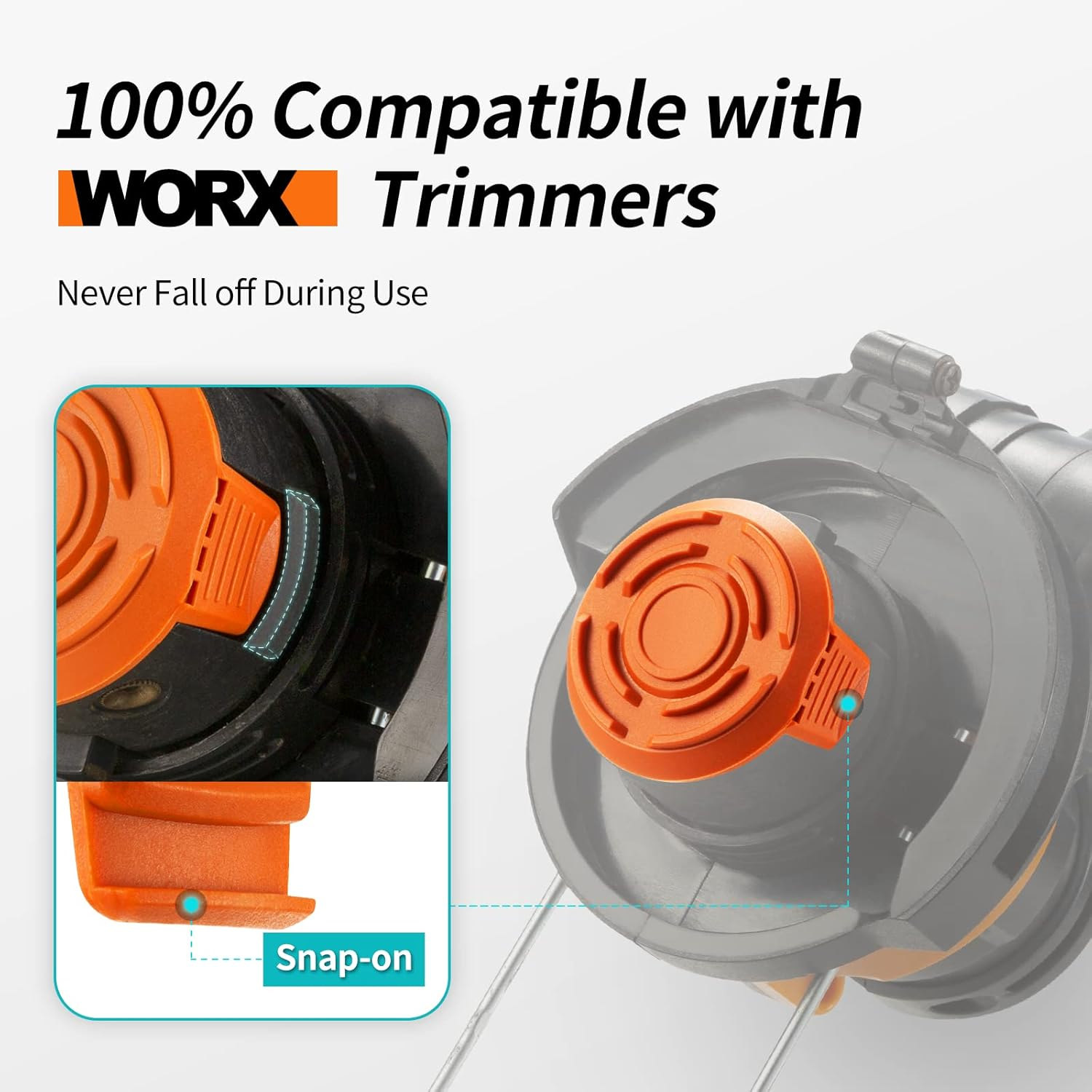 Spool Cap Cover for Worx,Trimmer Replacement Spool Cap Covers for Worx,Suitable for Worx Weed Eater (3 Pack) image number 4