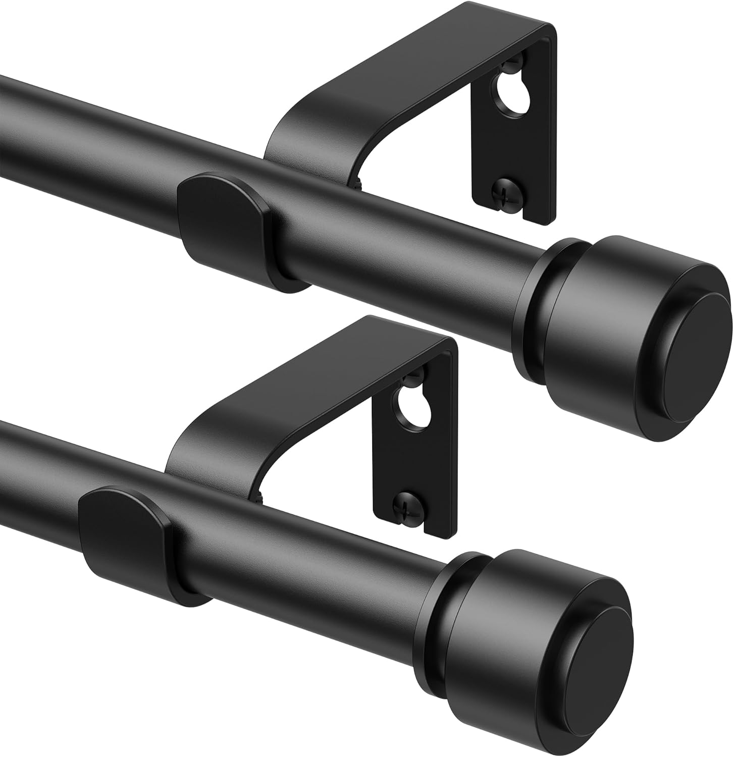 Curtain Rods 213 Cm, 235-Cm Rod Adjustable Length Heavy Duty Decorative Finials Diameter 2.2 Cm,Black image number 1