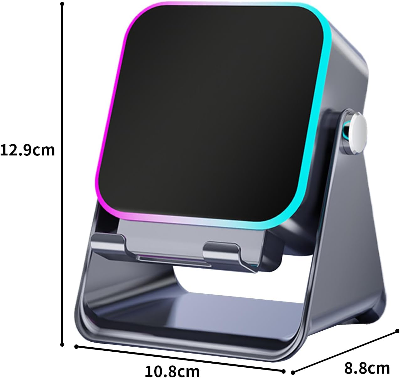 5 in 1 Wireless Induction Bluetooth Speaker, Wireless Induction Speaker with Adjustable Phone Stand, 8 Colors RGB Ambient Light, Bluetooth 5.2, Fast Connect Audio Player (2*White) - 2*Black image number 6