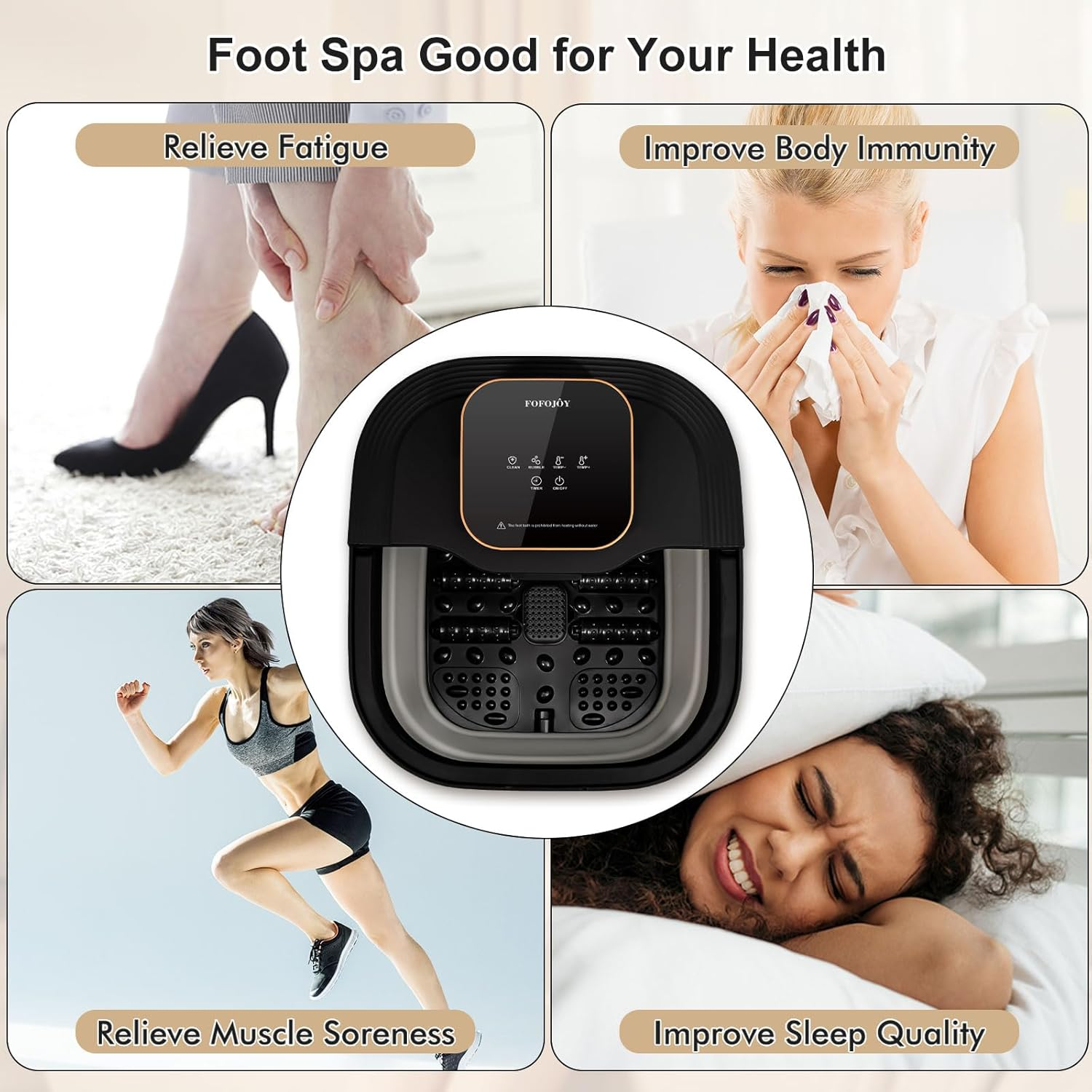 Foot Spa Bath Massager,Collapsible Foot Spa with Heat and Massage and Jets, Bubble, Temperature Control, Remote Control,Foot Spa Massager with Pedicure Kit, Pedicure Foot Bath
