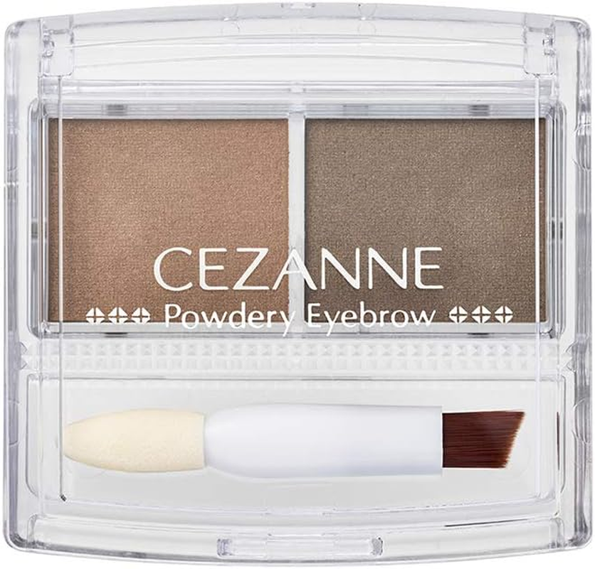 Cezanne Powdery Eyebrow P1 Soft Brown 2.0G Eyebrow Powder Soft Particulate Powder with Chip & Brush Light Brown 2G (X1)