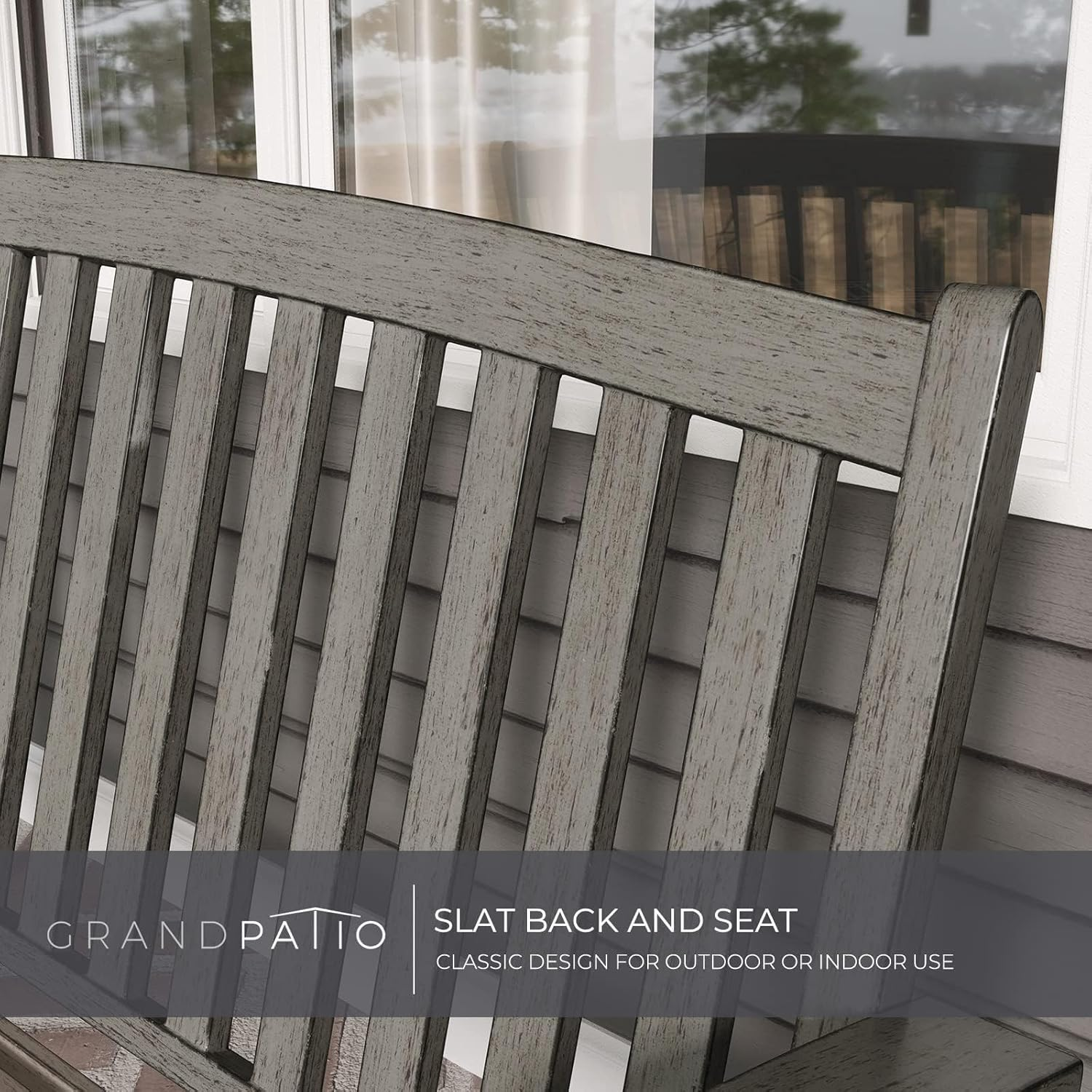 Grand Patio Outdoor Bench, Garden Benches with Anti-Rust Aluminum Steel Metal Frame, Patio Seating for Front Porch outside Furniture Decor, Weathered Gray image number 5