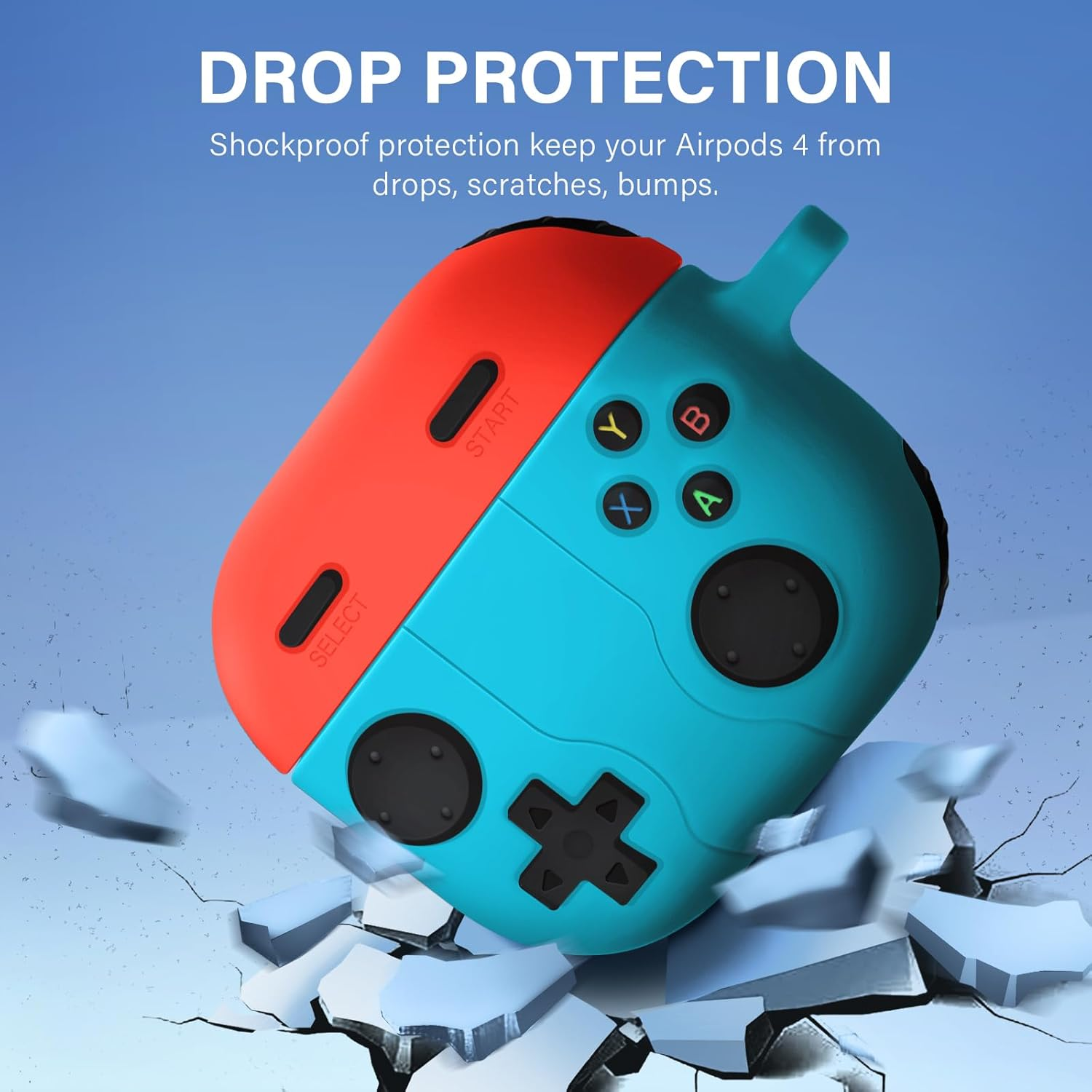 Rorupopo Game Case for Airpods 4 Cover Shock-Proof Protective Silicone Case with Cleaning Pen and Keychain Accessories for Apple Airpods 4Th Generation (Red+White) image number 4