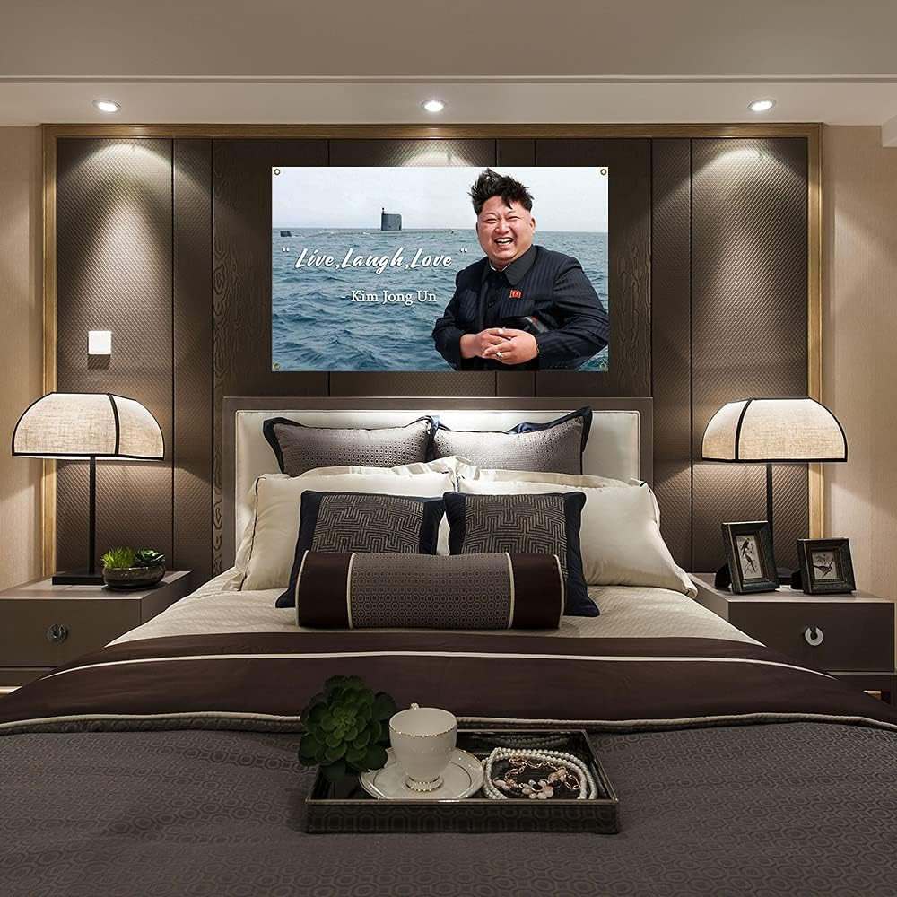 Kim Jong Un Flag Live Laugh Love 3 X 5 Feet Polyester Banner Dorm Banner with Four Brass Grommets for College Party Indoor and Outdoor Decorations image number 1