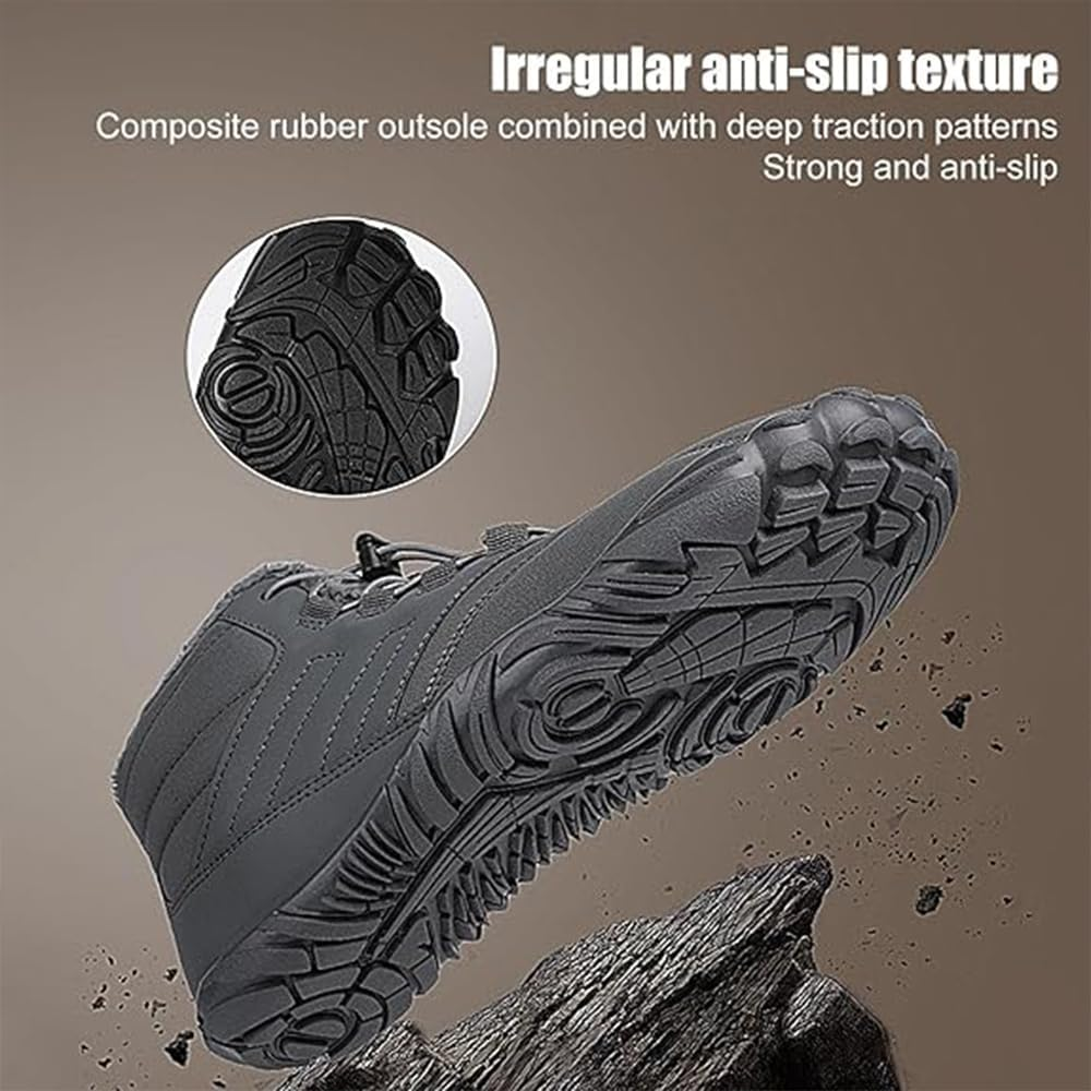Winter Barefoot Shoes for Men and Women, Slip Resistant, Warm, Lightweight, Waterproof, Wide Toe Hiking Boots, Snow Boots image number 1