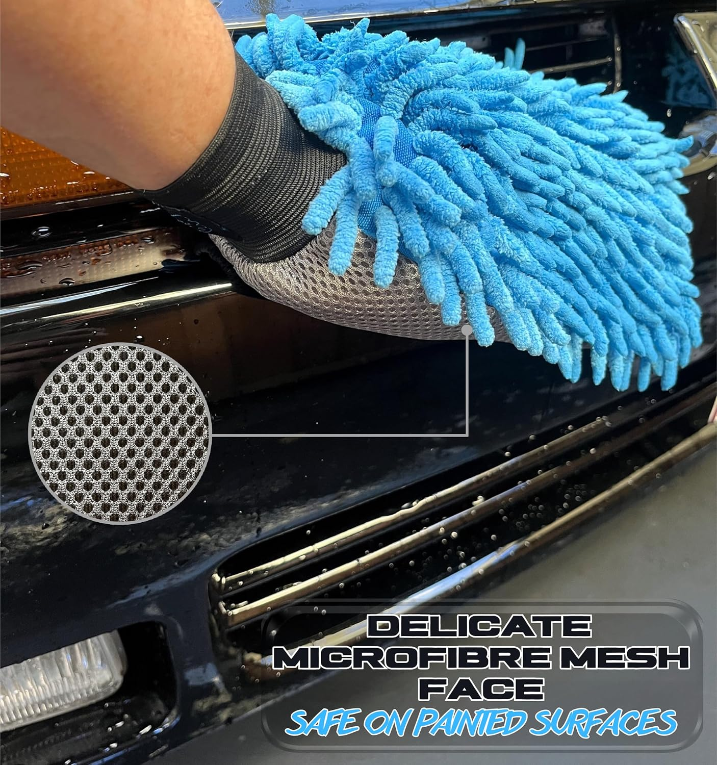 Premium Microfibre Chenille Car Washing Mitt 2 Pack | 2-In-1 Double-Sided Scrubber and Fleece Mitts. Soft, Durable, No Scratch, Lint-Free Washing and Detailing for Exterior Car Care image number 3