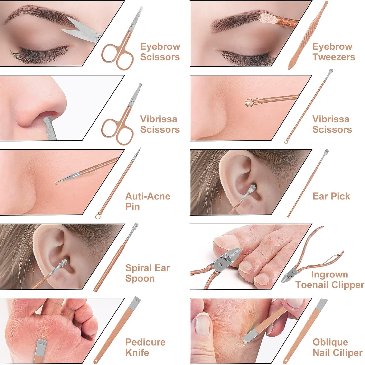 Tecnr Manicure Set, 18 in 1 Stainless Steel Nail Manicure Set, Nail Care Set, Men'S and Women'S Beauty Set, Professional Manicure and Pedicure Set (Rose Gold 18-Piece Set) image number 6