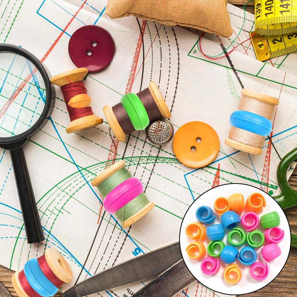 WELANE Spools Savers, 20PCS Sewing Machine Thread Spool Huggers for Prevent Thread Tails from Unwinding (4 Colors) image number 3