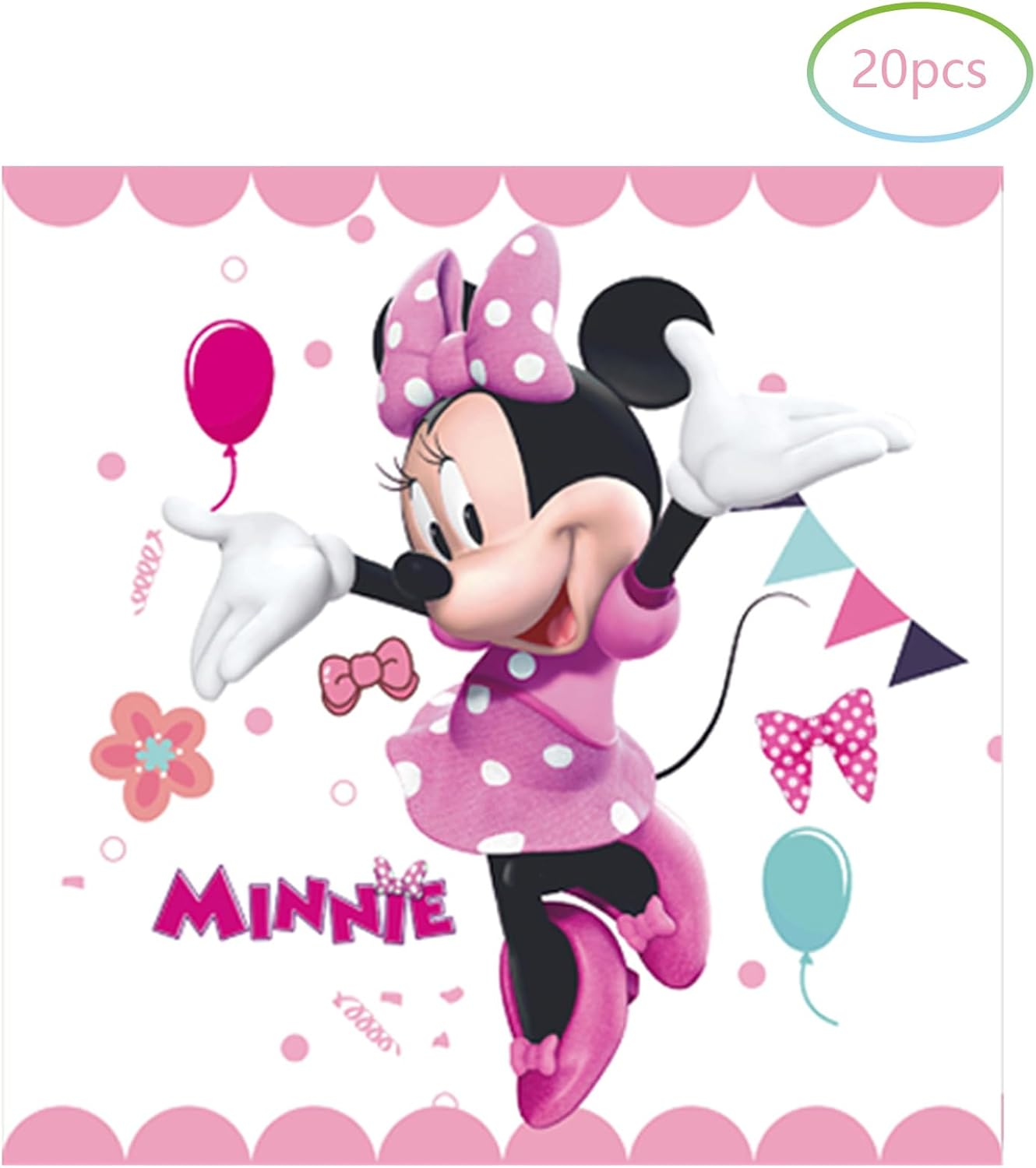 Minnie Birthday Party Supplies, Include 20 Plates and 20 Napkins, for Minnie Theme Birthday Party Decorations