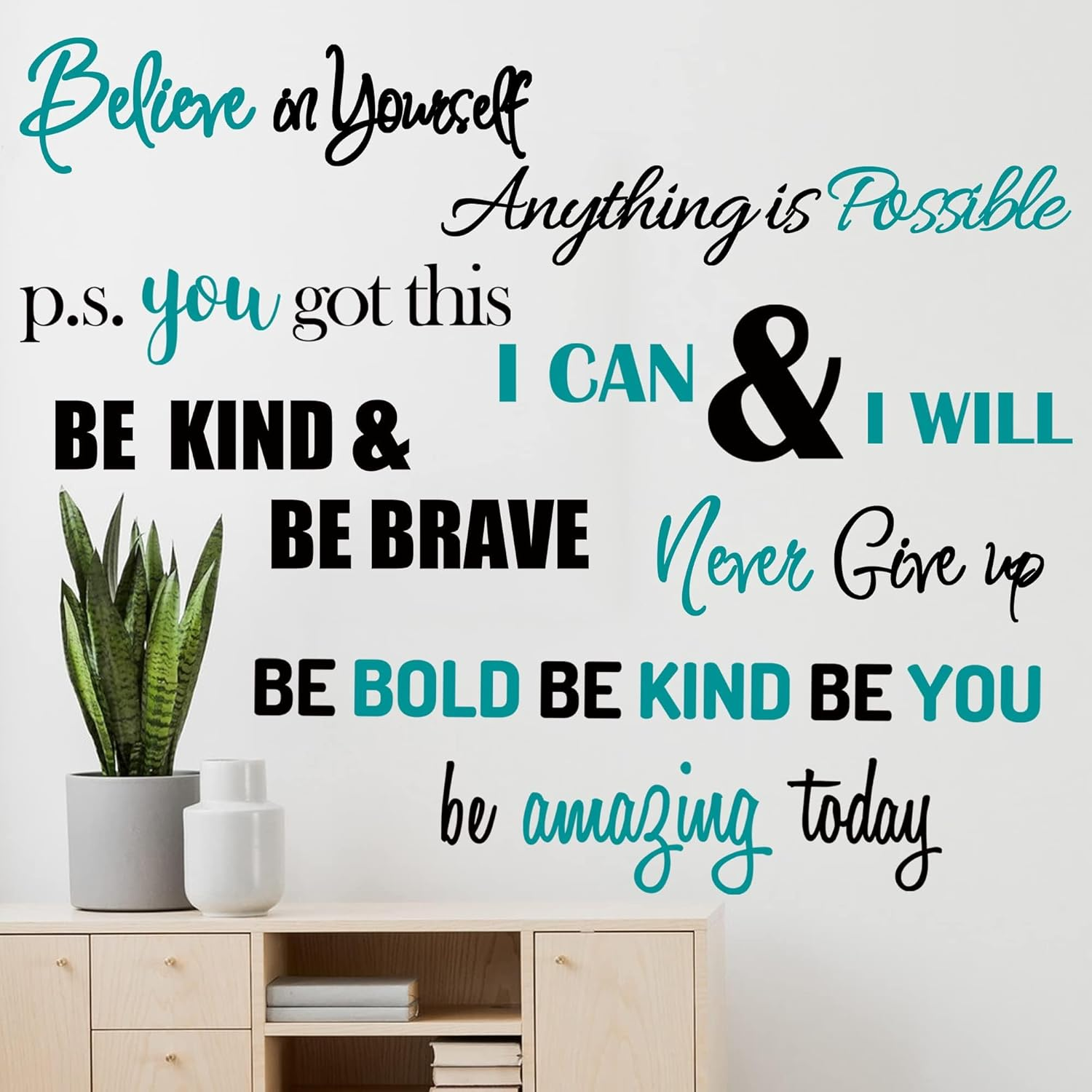 Inspirational Quotes Wall Decals Vinyl Motivational Wall Stickers Positive Lettering Spiritual Words Decals Affirmation Sayings for Women Girls Classroom Bedroom Living Room Bathroom Office Wall Decor image number 5