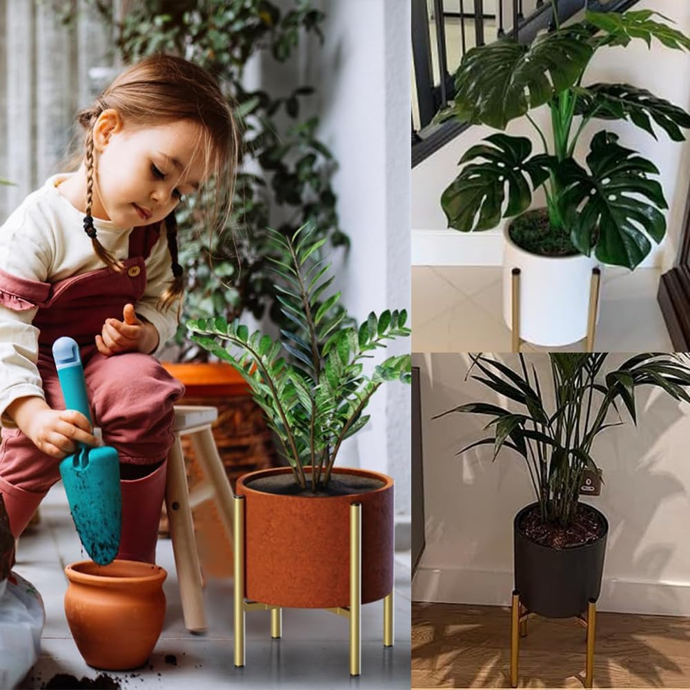 Metal Plant Stand, Adjustable Telescopic Flower Stand, Outdoor Indoor Potted Container Stand, Outdoor Garden Display Stand, Suitable for Living Room, Balcony, Corridor(Gold) image number 1