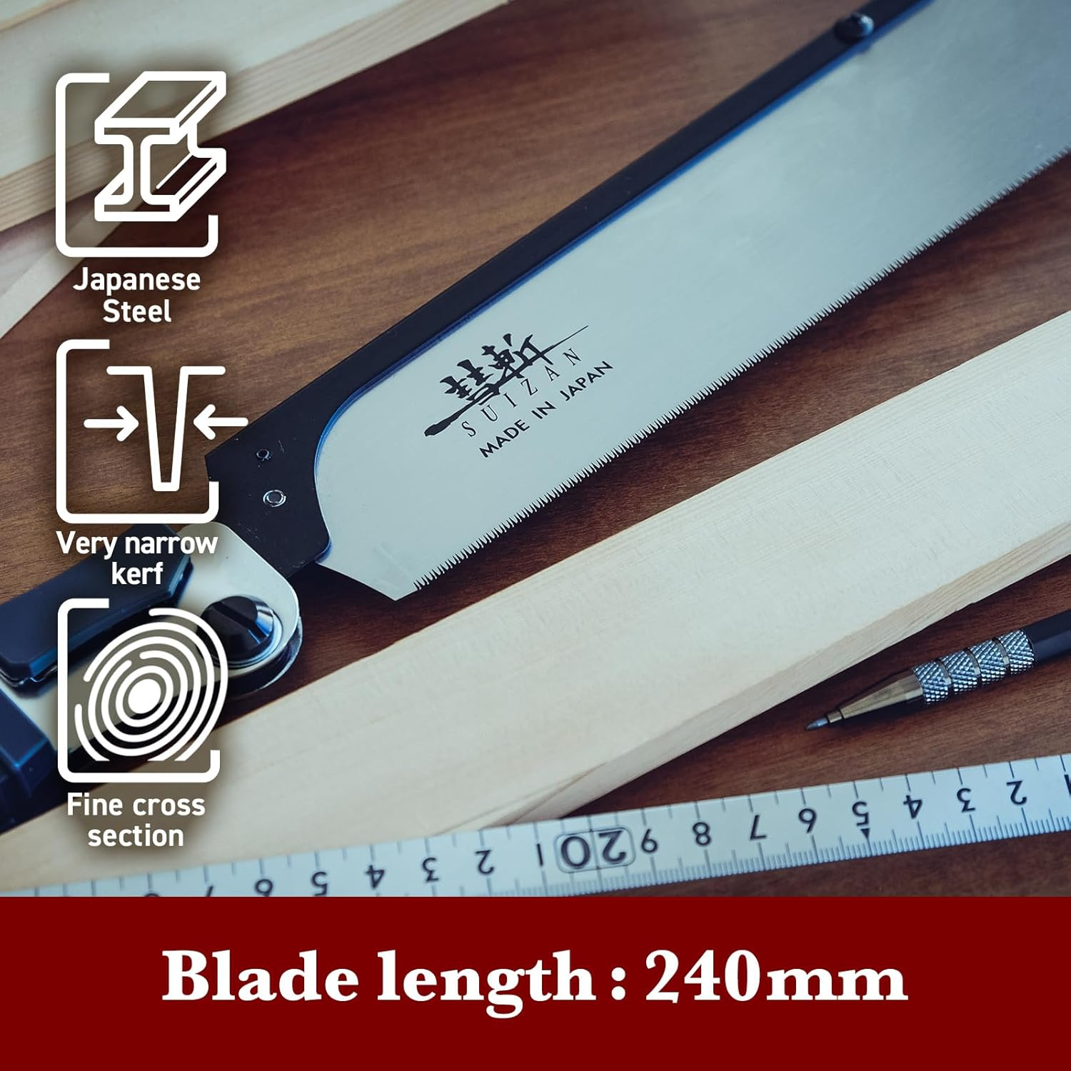SUIZAN Folding Dozuki Dovetail Saw 240Mm Crosscut - Professional Japanese Pullsaw Handsaw Woodworking Tools