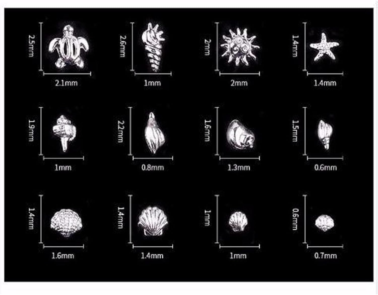 Outret 120 Pieces Nail Art Decorations,Silver Shell Conch Nail Charms Manicure Decor DIY Nail Decoration (Ocean,Silvery) image number 4