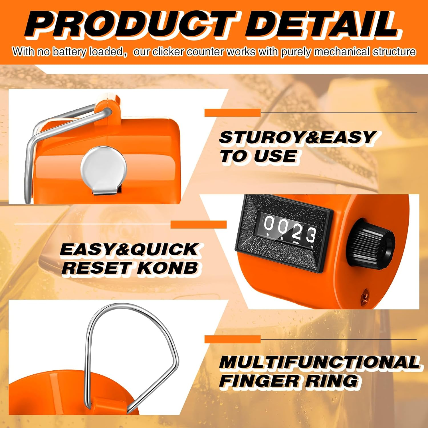 12 Pcs Handheld Tally Counter, 4 Digit Number Count Clicker Counter, Metal Pitch Counter Hand Mechanical Counters Clickers for Coaching, Knitting, People, Golf and Row image number 5