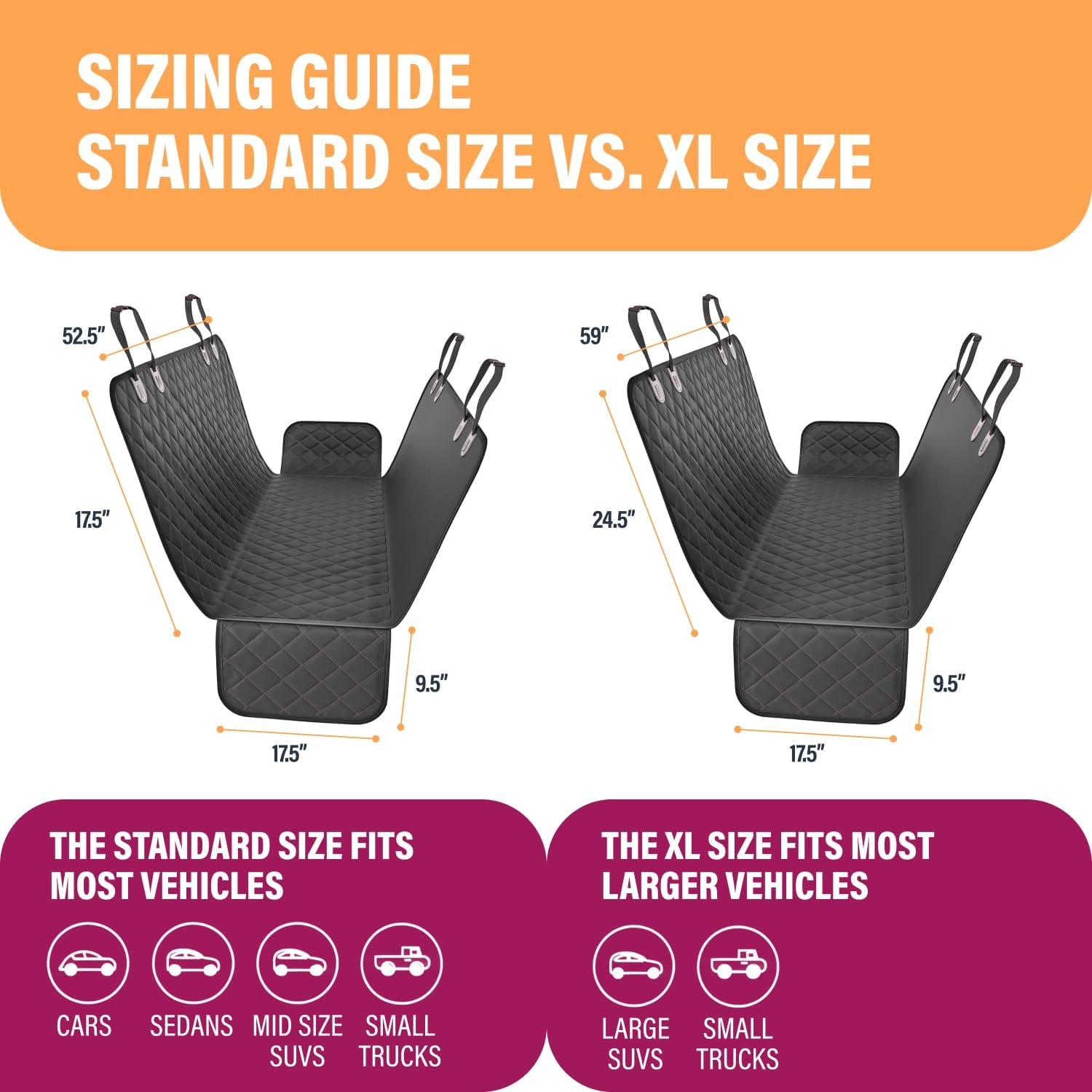 ONE Day Sale! Dog Back Seat Cover Protector Waterproof Scratchproof Nonslip Hammock for Dogs Backseat Protection against Dirt and Pet Fur Durable Pets Seat Covers for Cars Trucks Suvs (Black) image number 2