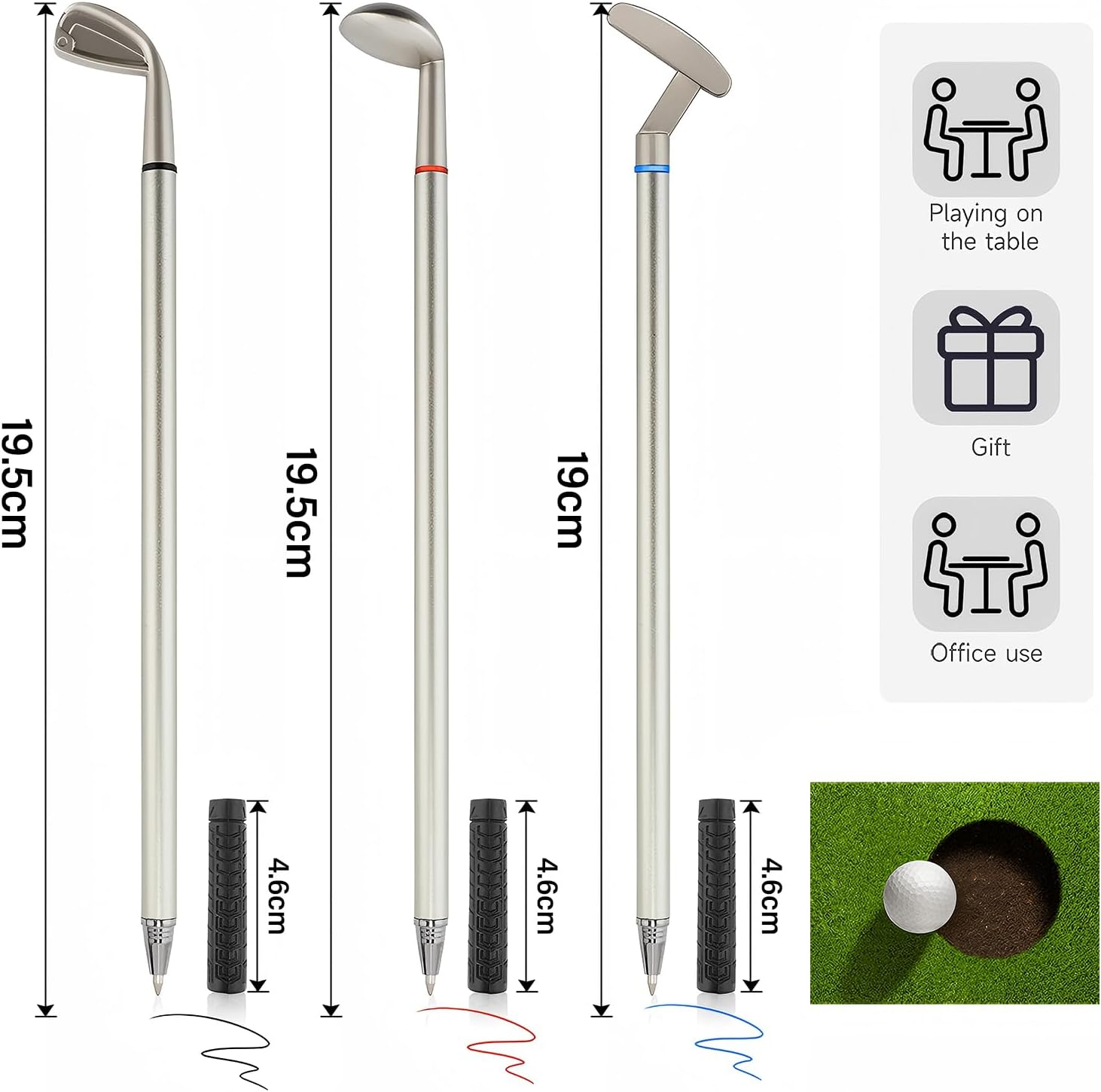 Golf Pen Desktop Games, Fun Mini Golf Set Includes Putting Green with Ball, Flag and 3 Golfs Club Pens Gifts for Golfers, Coworkers, Boss, Father, Boys, Trade Pen, Valentine'S Day
