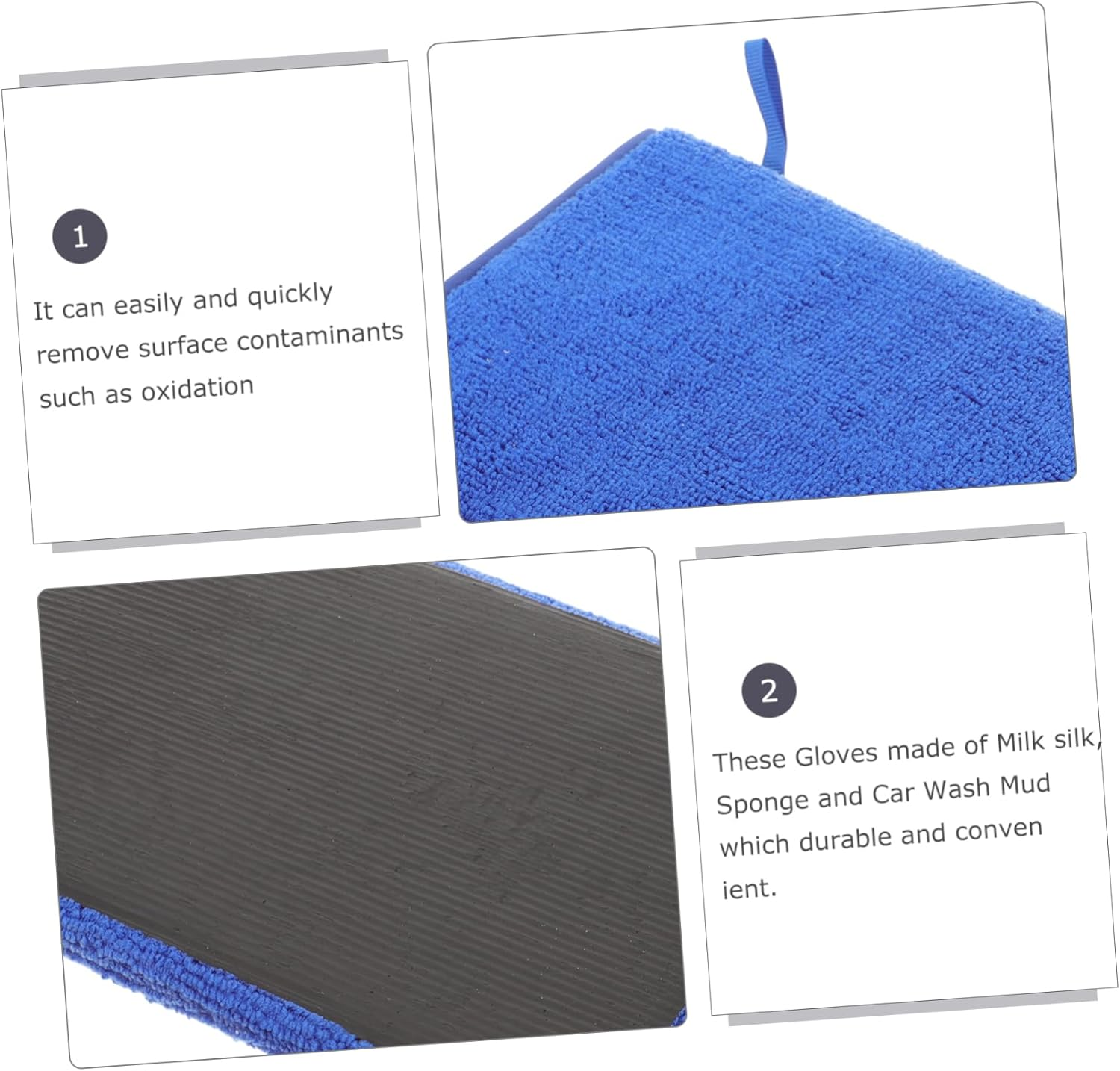 EXHUMKY Car Washing Gloves and Clay Towel Mitt for Automotive Detailing, Blue Sludge Removal Glove for Car Paint Cleaning and Polishing, Suitable for Vehicle Care and Maintenance image number 3