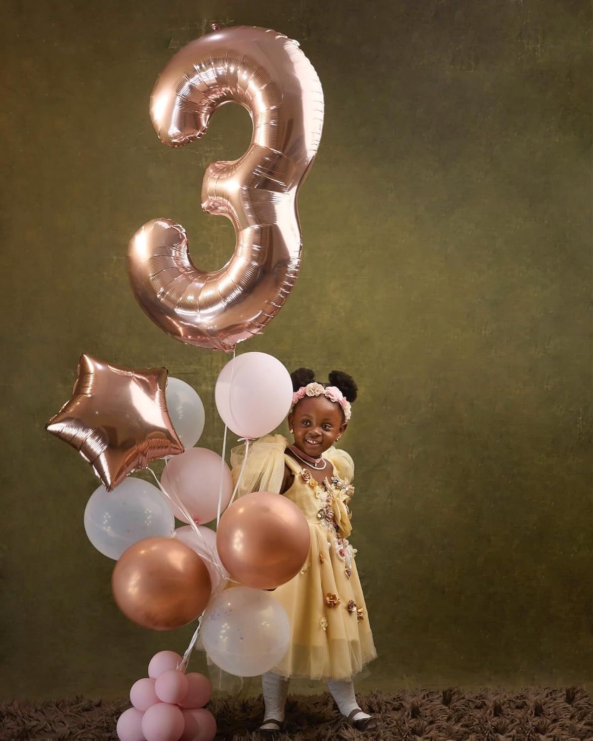 Lumjoy Rose Gold 3 Balloon, 40 Inch Number Balloon, 3Rd Birthday Decorations for Kids, Girls, Boys, Men, Women, Party Supplies for Celebrations, Giant Number 3 Balloon image number 5