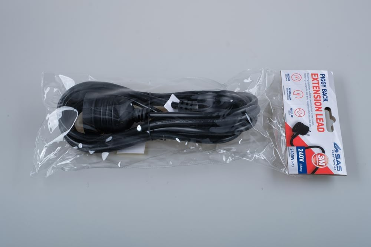 SAS Electrical 240V 10Amp Piggy Back Extension Lead, Black, 3 Meter Length image number 4