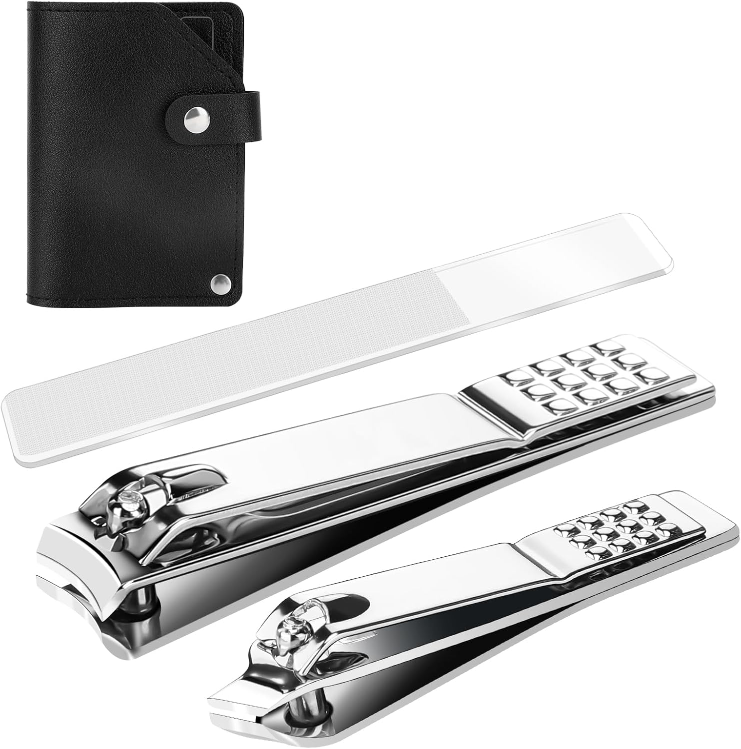 Euqvunn 3 Pcs Nail Clippers Set, Toe Nail Clippers for Thick Nails, Toenail Clippers with Nail File and Angled Fingernail Clippers, Carbon Steel Nail Cutter for Men Women Seniors image number 2