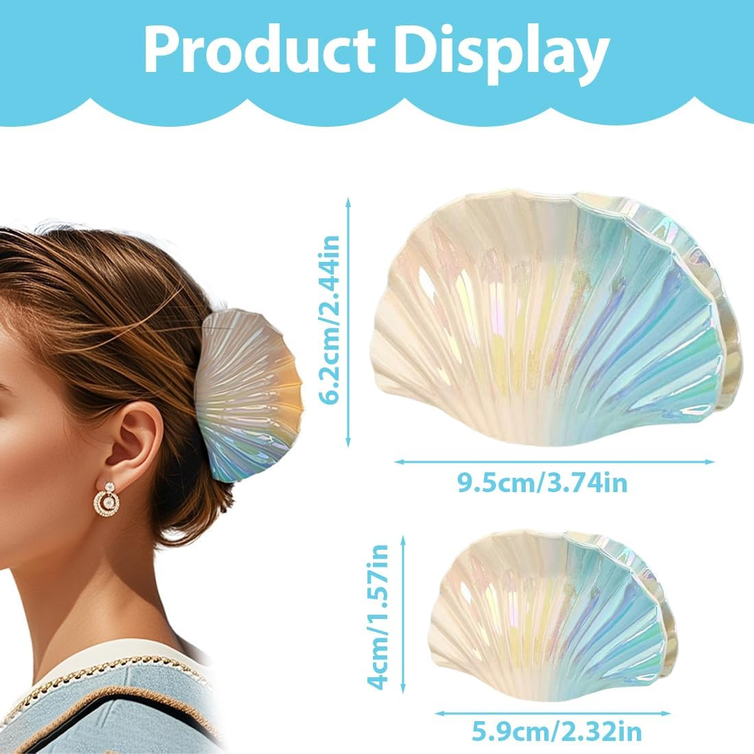 GXGM Gradient Color Hollow Out Shell Hair Clips for Women Girls 3 Pieces (B) image number 2