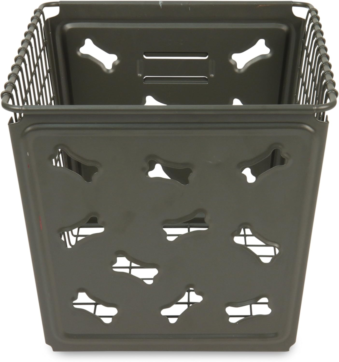 Spectrum Diversified Macklin Basket Steel Storage Bin Bone Design, Pet Accessory Organizer with Rust-Resistant Finish, Dog Toy Organization & Storage, Medium, Industrial Gray image number 4