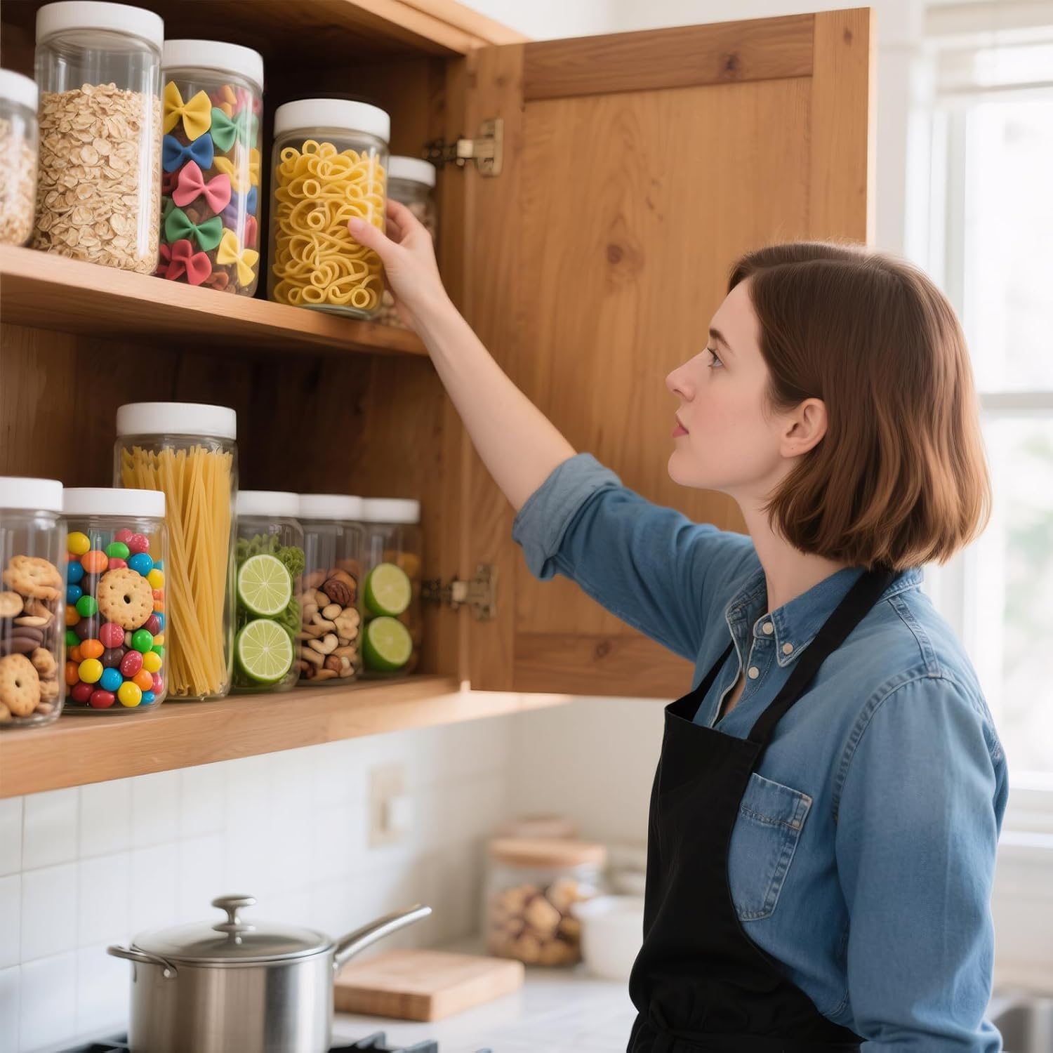 Blissora High Borosilicate Glass Jars with Lids Air Tight, Mason Jars, Overnight Oats Container Jar, Food Storage Containers for Meal Prep Spice Cookie Cereal Sugar Jam Snacks (750Ml, 4 Pack)