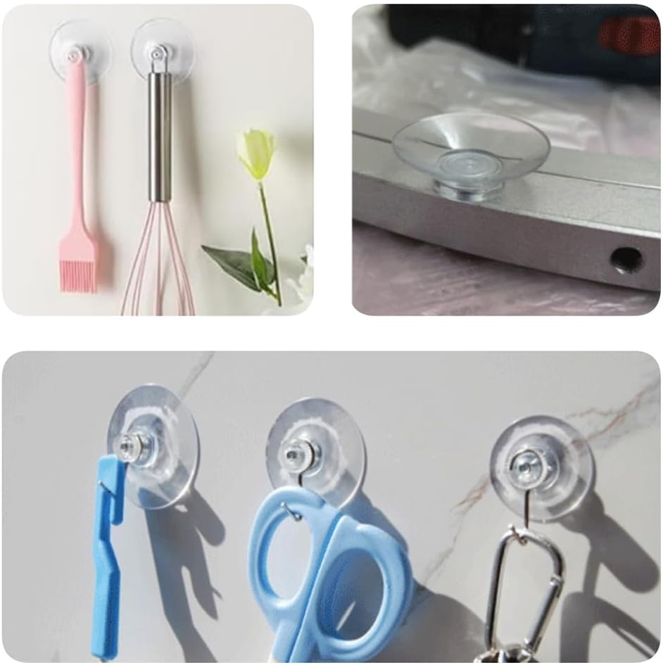 Clear PVC Suction Cups with Screw Hooks, 41Mm, 10 Pieces, for Glass Table Tops