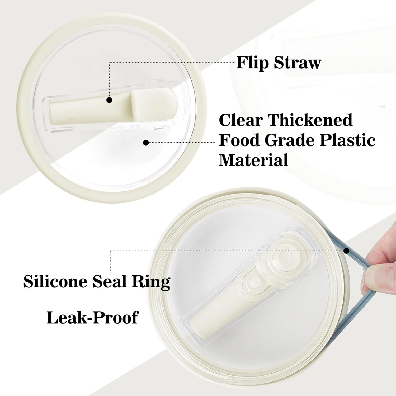 40 OZ Tumbler Flip Straw Lid Fit for Stanley Cup,2Pcs 40 OZ Spill Proof Lid,Clear Replacement Lids Fit for Stanley (Black, 40Oz) image number 5