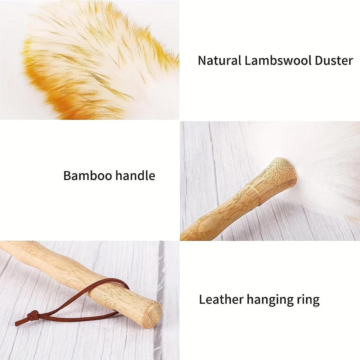 AIMALL 2PCS Natural Lambswool Duster for Cleaning, 15In/18.9In Fluffy Wool Duster with Bamboo Handle, Soft Non-Scratch Surface, Flexible Head for Home Car Dusting image number 3