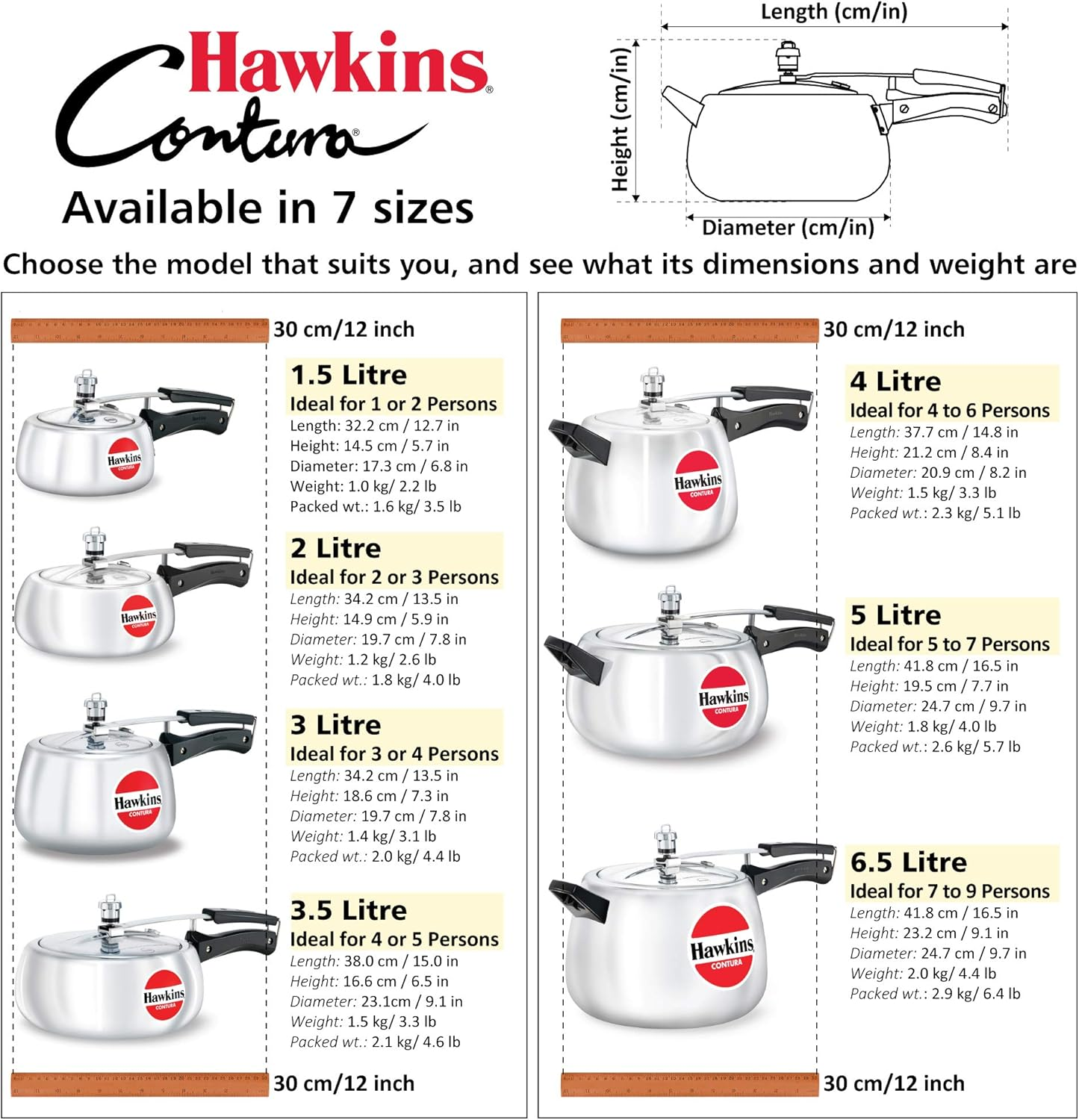 Hawkins Contura Pressure Cooker, 2 Litre Capacity image number 2