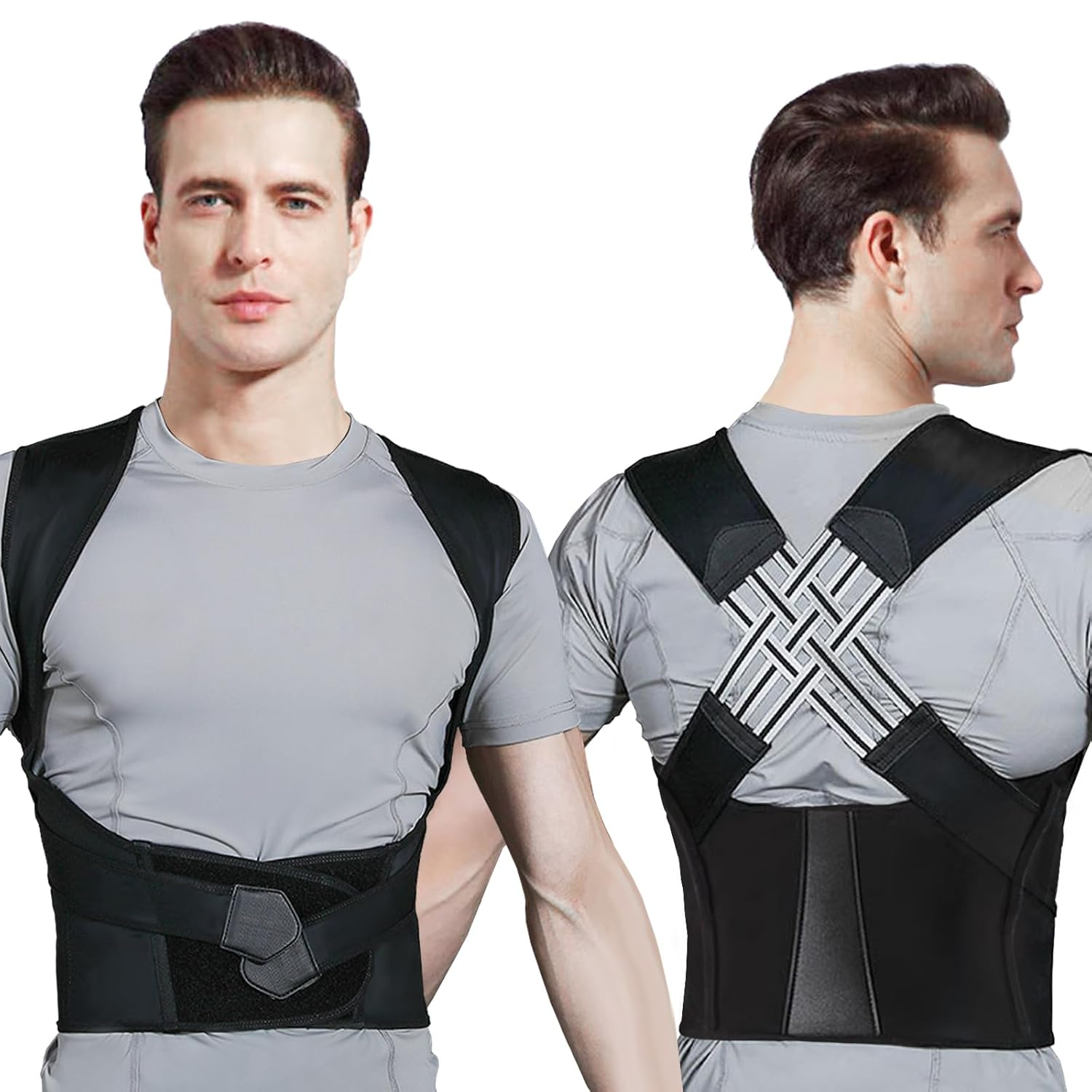 Adjustable Back Posture Belt for Men & Women，Back Brace for Posture,Back Supporter,Adjustable Elastic Straps (S) image number 3