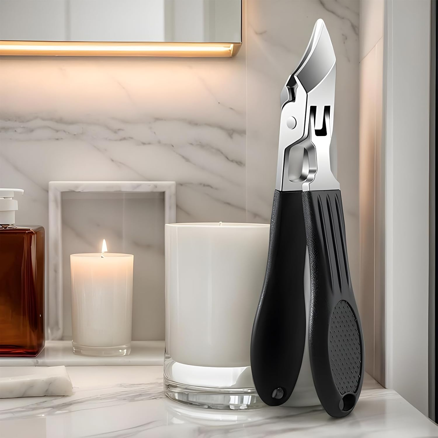 Angled Nail Clippers - Toenail Trimmer Stainless Steel - Portable Anti-Splash Fingernail Grooming Cutter for Men Women Seniors Home Travel Salon