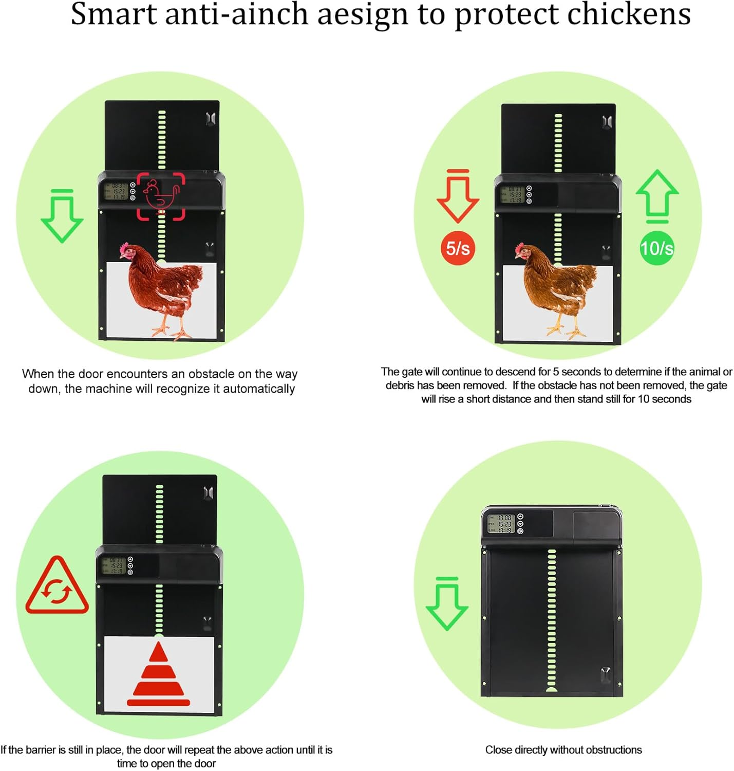 Automatic Chicken Coop Door - Run Chicken Automatic Door Chicken Door Opener with Timer, Auto Chicken Coop Door Battery Powered Aluminum Door Chicken Coop Accessories, (KA01) image number 1