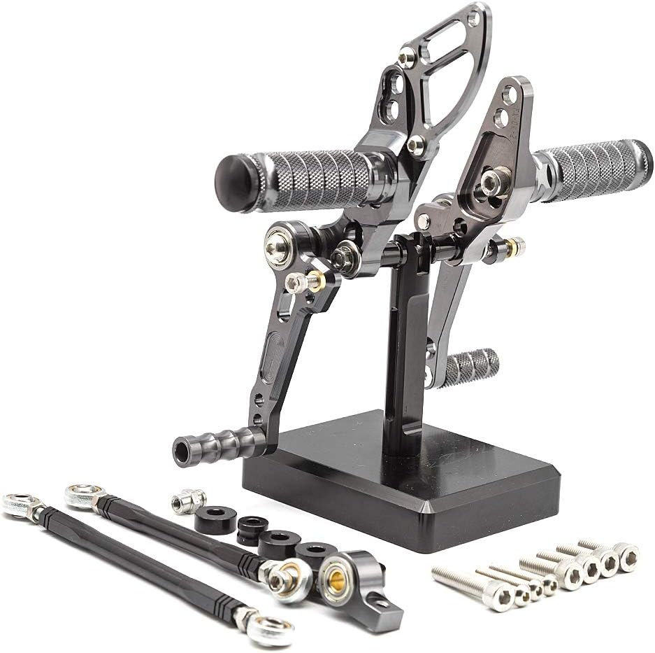 FXCNC CNC Billet Motorcycle Rearset Foot Pegs Rear Set Footrests Fully Adjustable Foot Boards Compatible with STREETFIGHTER 848 1100 Gray image number 6