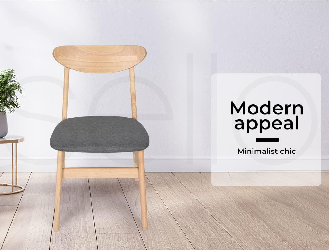 LEVEDE Dining Chairs, Set of 2 Reading Seating, Soft Fabric Kitchen Chairs, Home Furniture for Dining Room, Living Room, Cafe, Courtyard (44Cm Seat Height, Color Oak) - Walnut Brown image number 5