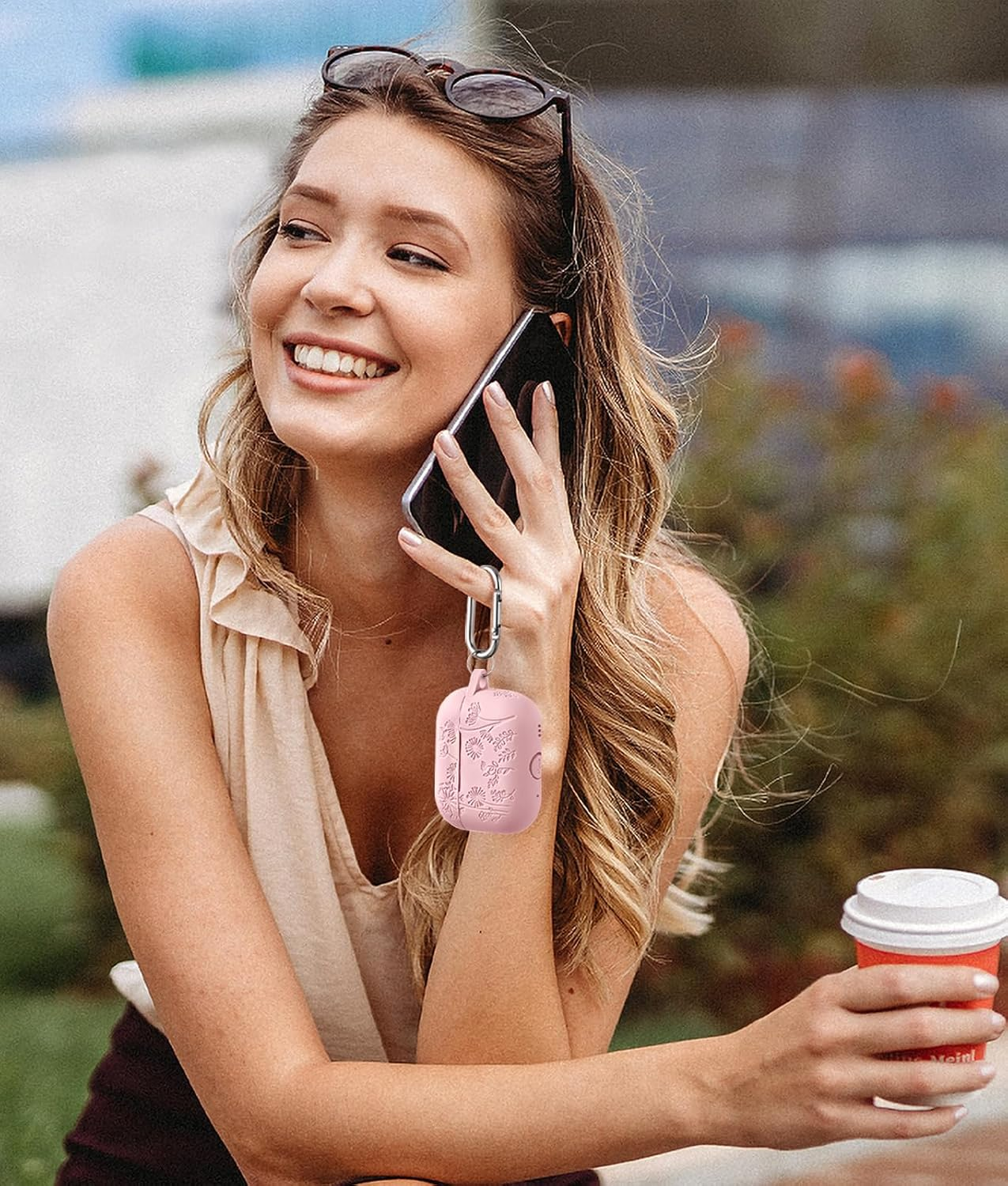 Flower Engraved Case Compatible with Airpods Pro 2 Case Cover & Airpod Pro Case Cover, Cute Soft Silicone Full Protection, for Apple Airpods Pro 2Nd 1St Generation Case Front LED Visible, Pink image number 6