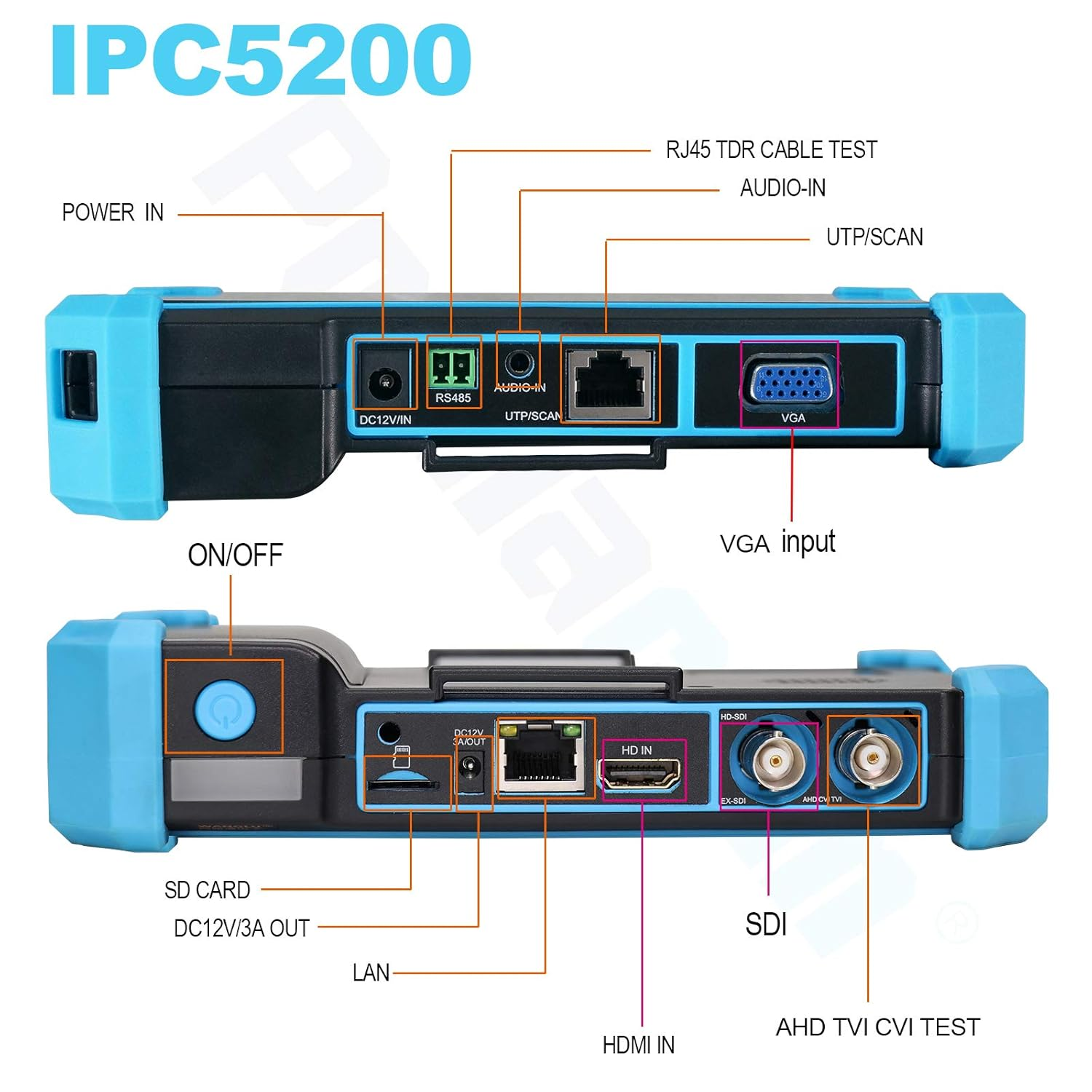 CCTV Tester, IPC-5200C plus 5 Inch IPS Touch Screen IP CVBS Analog Camera Tester 4K H.265 Video Monitor with HDMI Input/Poe/Wifi/Cable Tracker/Tvi CVI Ahd/Firmware Upgraded image number 5