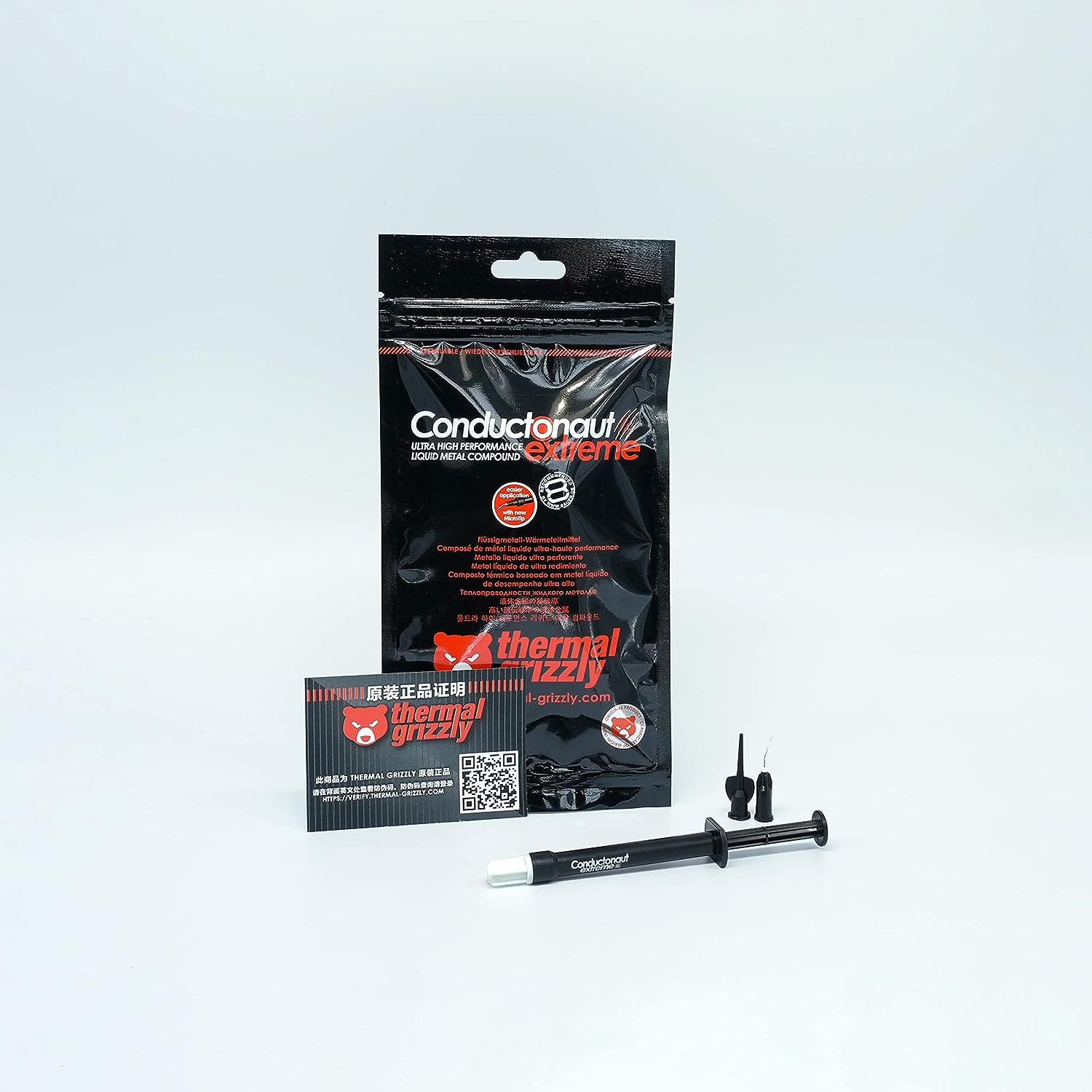 Thermal Grizzly Conductonaut Extreme Thermal Grease - 1 Gram Liquid Metal Thermal Paste for Cooling the CPU, GPU (Conductonaut Extreme 1G Combo) Made in Germany