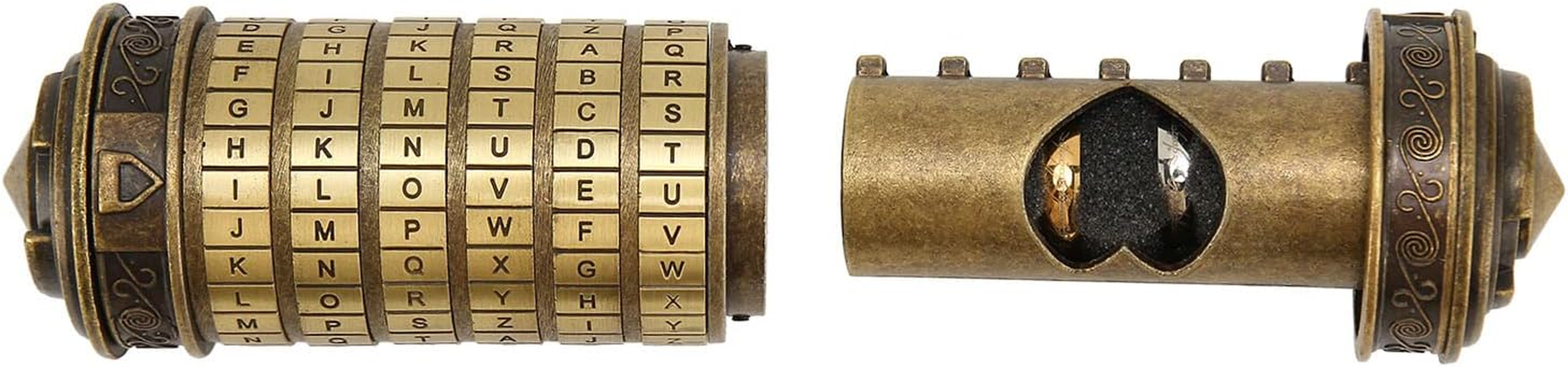 Da Vinci Code Mini Cryptex Lock Puzzle Box with Hidden Compartments for Notes Paper Money Rings Jewelry, Interesting Creative Romantic Birthday image number 5