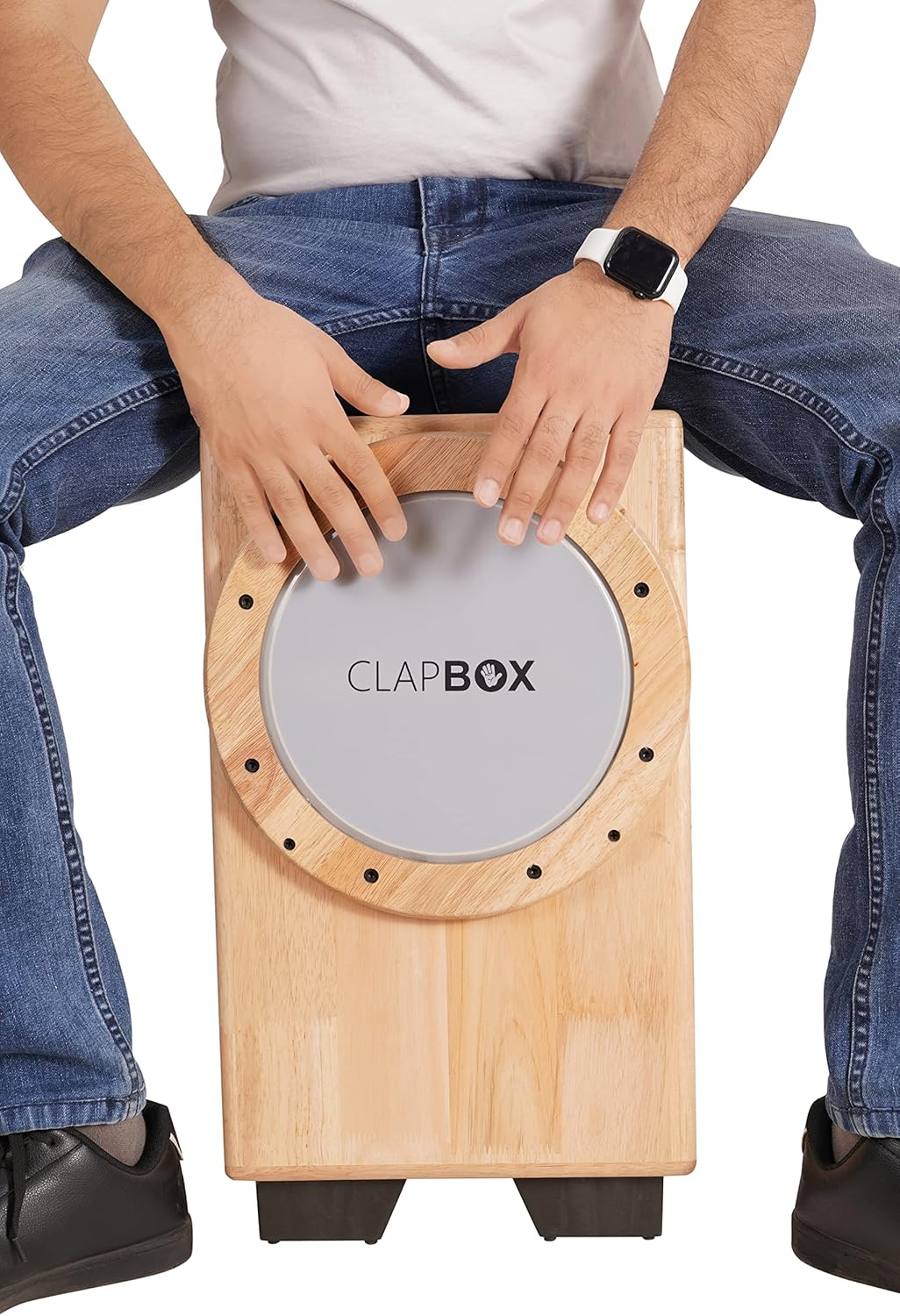 Clapbox Cajon Drum Birch Wood (Full Size) - NOT MADE in CHINA - 3-In-1 - Cajon + Bongo + Darbuka | Most Popular Percussion Brand Online (Natural, Cajembe) image number 4