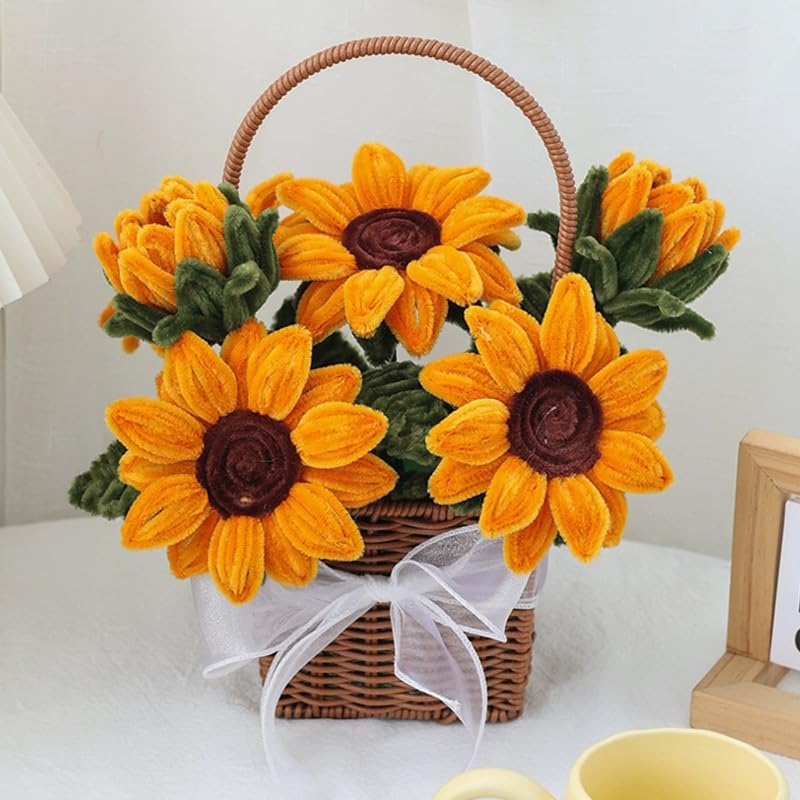 300 Pieces Pipe Cleaners Chenille Stem, 3 Gradient Orange Yellow Pipe Cleaners Set for Fall Thanksgiving Pipe Cleaners DIY Arts Crafts Decorations, Chenille Stems Pipe Cleaners (Yellow) image number 4