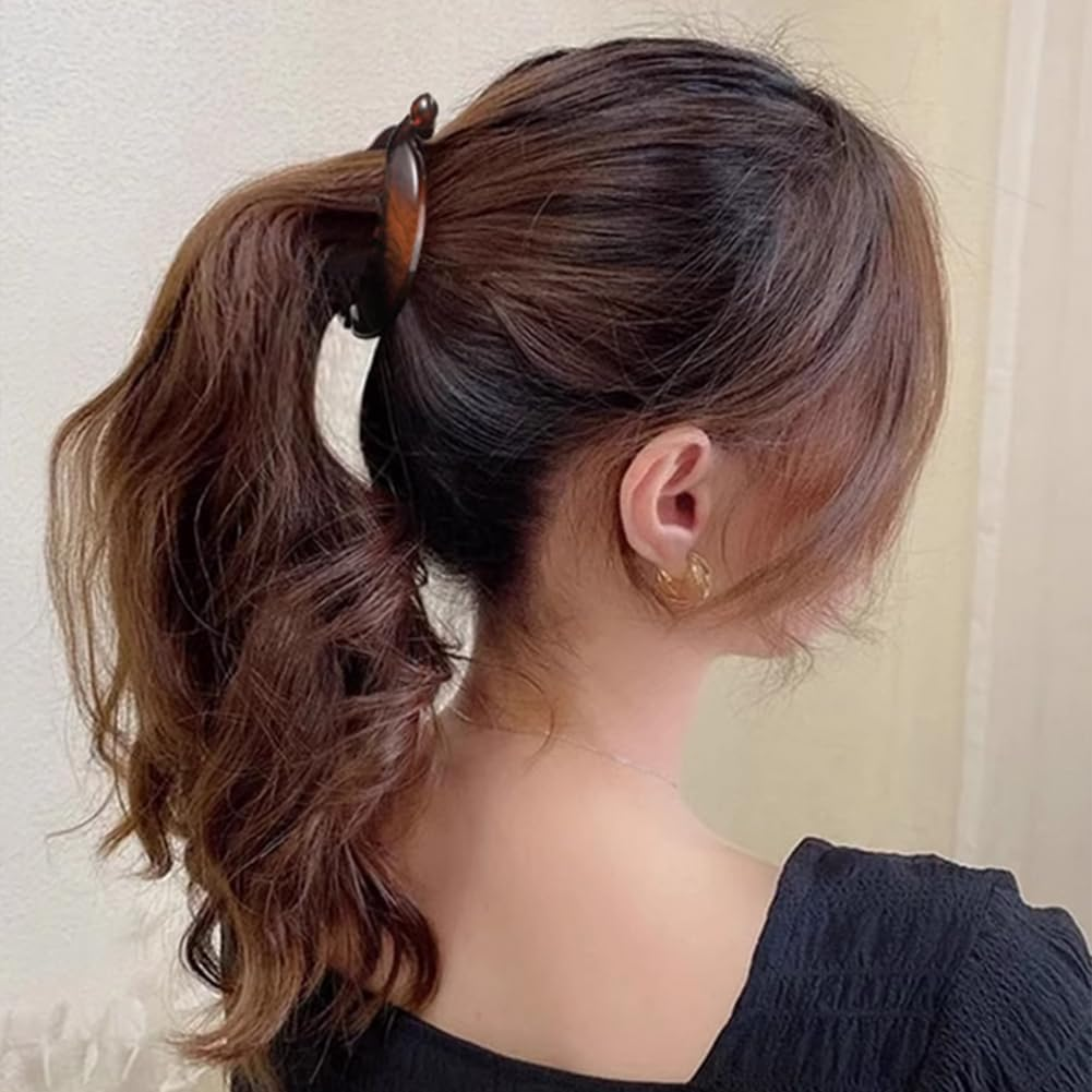 4 Pcs Banana Hair Clips for Women Girls Fishtail Hair Clip French Banana Clip Ponytail Holder round Hair Comb Styling Accessories for Long Medium Hair (Color Random) image number 4