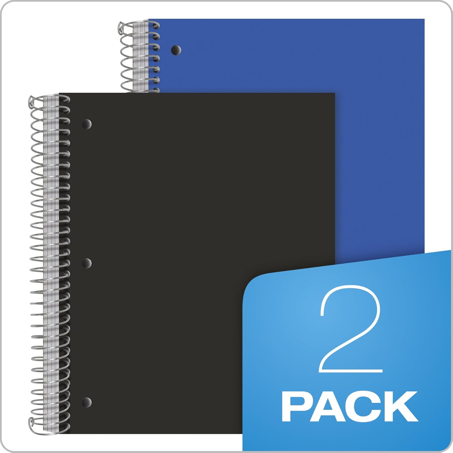 Oxford Spiral Notebooks, 5-Subject, Wide Ruled Paper, Durable Plastic Cover, 200 Sheets, 5 Divider Pockets, 2 per Pack (10387), Assorted image number 2
