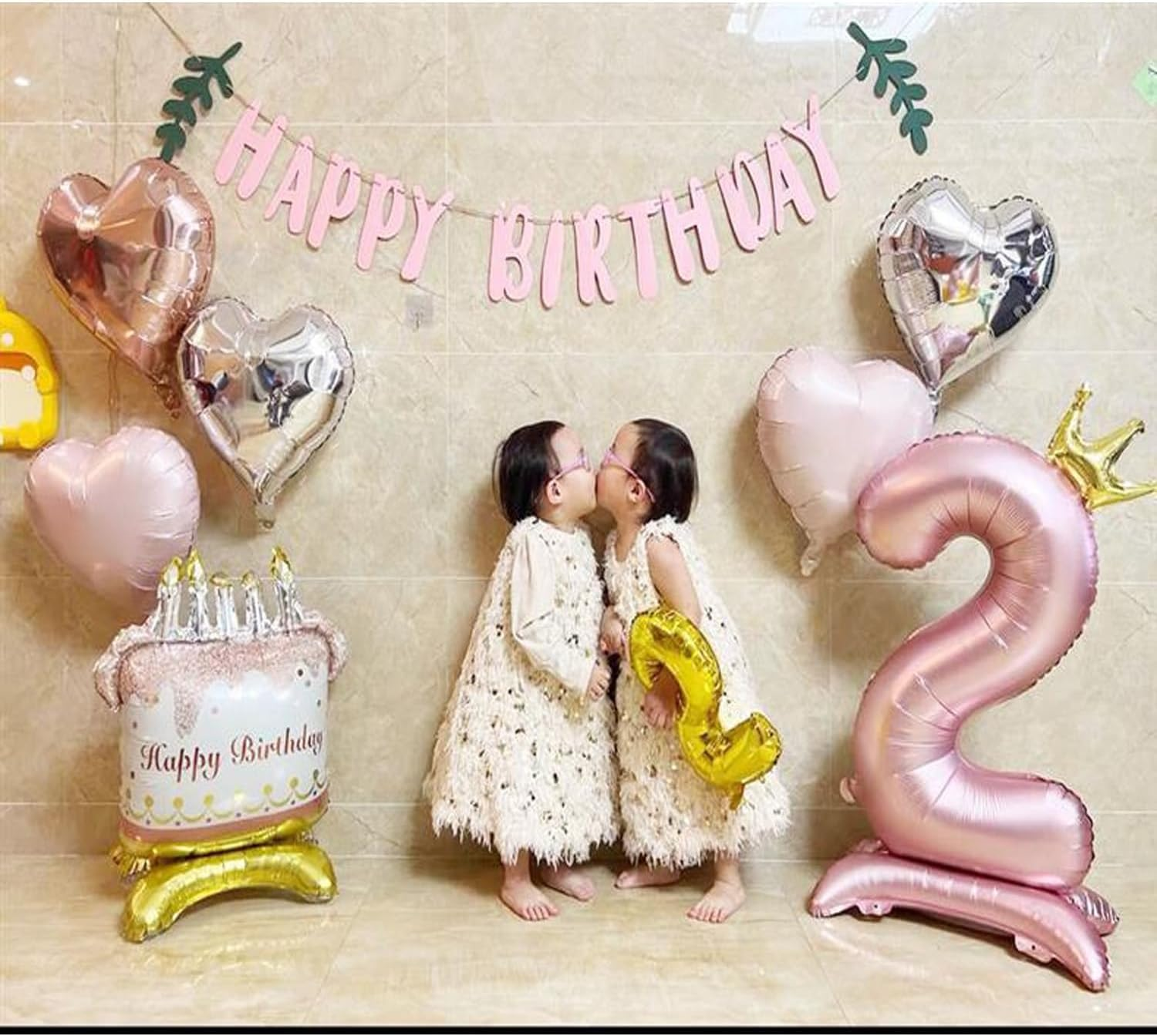 Standing Number 2 Balloon with Crown, 42 Inch Jumbo Mylar Foil Balloons Helium or Air Balloons for 2Nd 12 22 Birthday Party Celebration Decoration Pink Number 2 image number 3