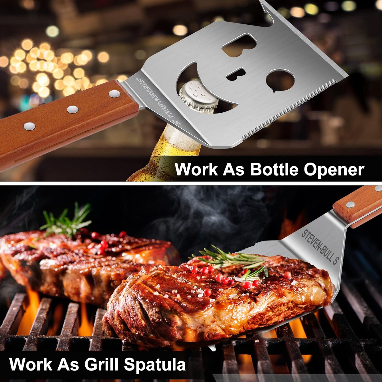 5 in 1 BBQ Spatula for Outdoor Grill, Personalised BBQ Tool Have a Barbecue Utensils Set Function, More Fun, More Efficient.Stainless Steel BBQ Accessories Best BBQ Gifts for Men image number 6