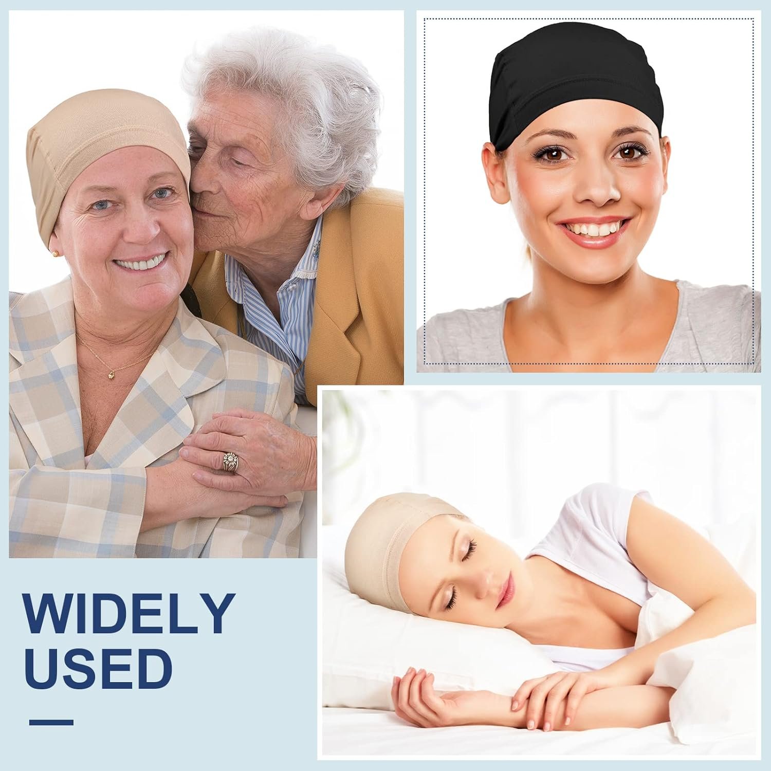 Janmercy 4 Pcs Bamboo Fiber Wig Cap Bamboo Wig Liner Cap for Women Hairloss Elastic Breathable Bald Cap under Wigs(Black, Beige,L) - Beige image number 5